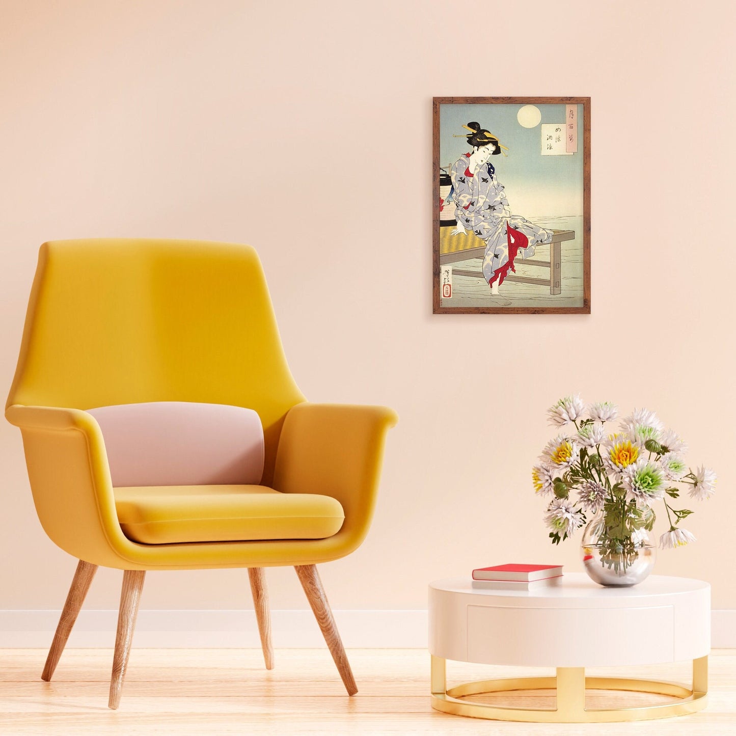 Japanese Art Geisha Framed Mounted Ukiyo-e Wall Decor Print Poster Woodblock Tsukioka Yoshitoshi Maiko Bijin Kimono Beautiful Pretty A2 A3