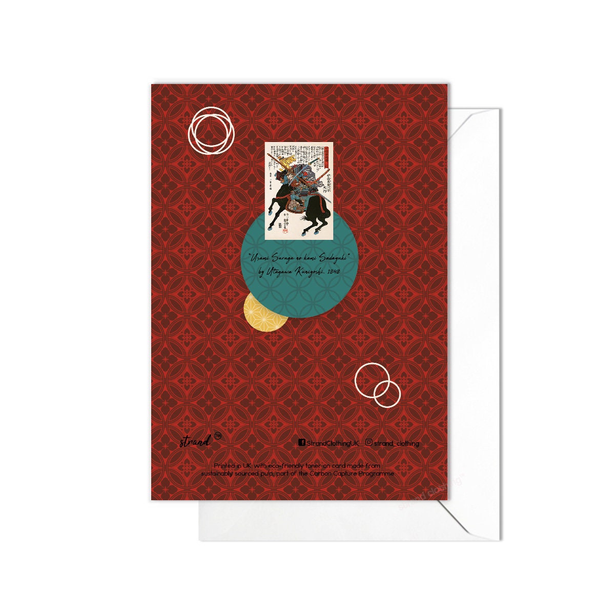 Happy Birthday Japanese Ukiyo-e Art Greeting Card Woodblock Print Aesthetic Utagawa Kuniyoshi Samurai Armour Tattoo O-yoroi Bushido - S89