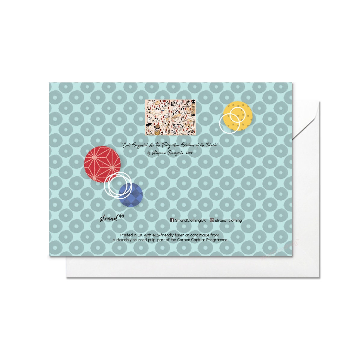 Happy Birthday Japanese Ukiyo-e Art Greeting Card Woodblock Print Aesthetic Utagawa Kuniyoshi Cats Tokaido Kawaii Cute Funny Neko - C45
