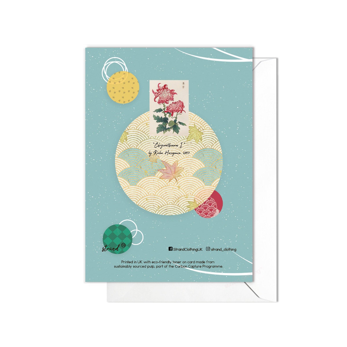 Happy Birthday Japanese Ukiyo-e Art Greeting Card Woodblock Print Aesthetic Keika Hasegawa Chrysanthemums Flower Beautiful Calligraphy - K55