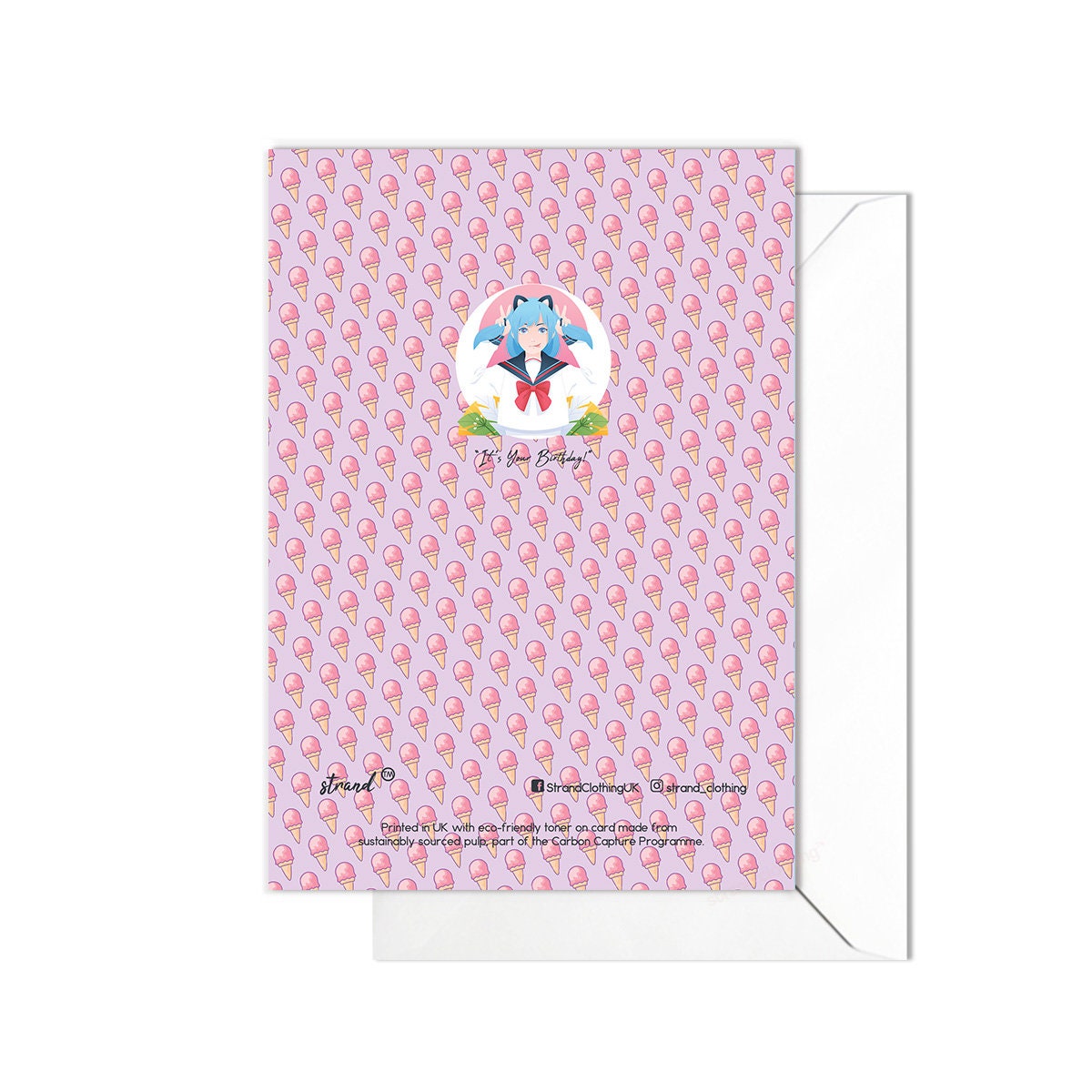 Happy Birthday Greeting Card Print Kawaii Cute Japanese Aesthetic Art Adorable Anime Manga Girl Pretty Seifuku Cosplay Larp Japan Cool - V20