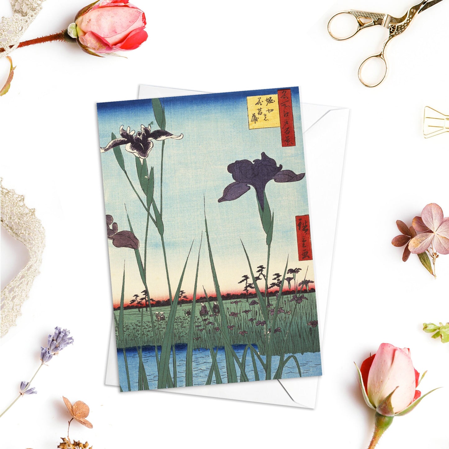 Japanese Ukiyo-e Art Greeting Cards Birthday Card Set of 5 Bundle Valentines Woodblock Print Aesthetic Hiroshige Hokusai Haiku Elegant Maiko