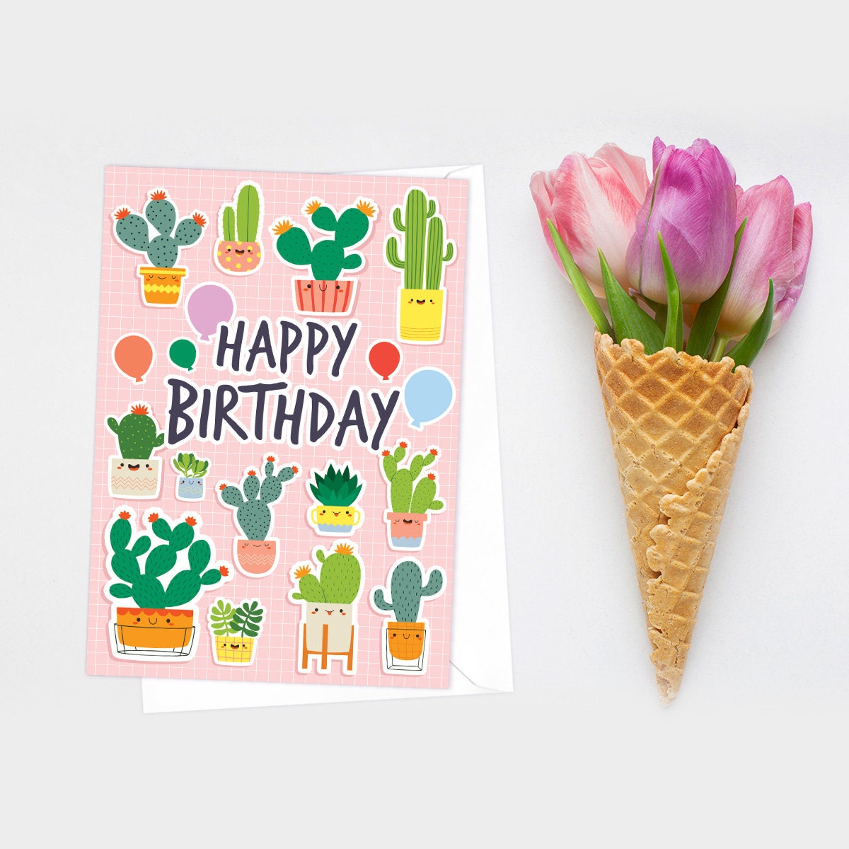 Happy Birthday Japanese Style Greeting Cards Card Set of 5 Bundle Kawaii Cute Aesthetic Anime Manga Girl Alpaca Llama Mount Fuji San Mix