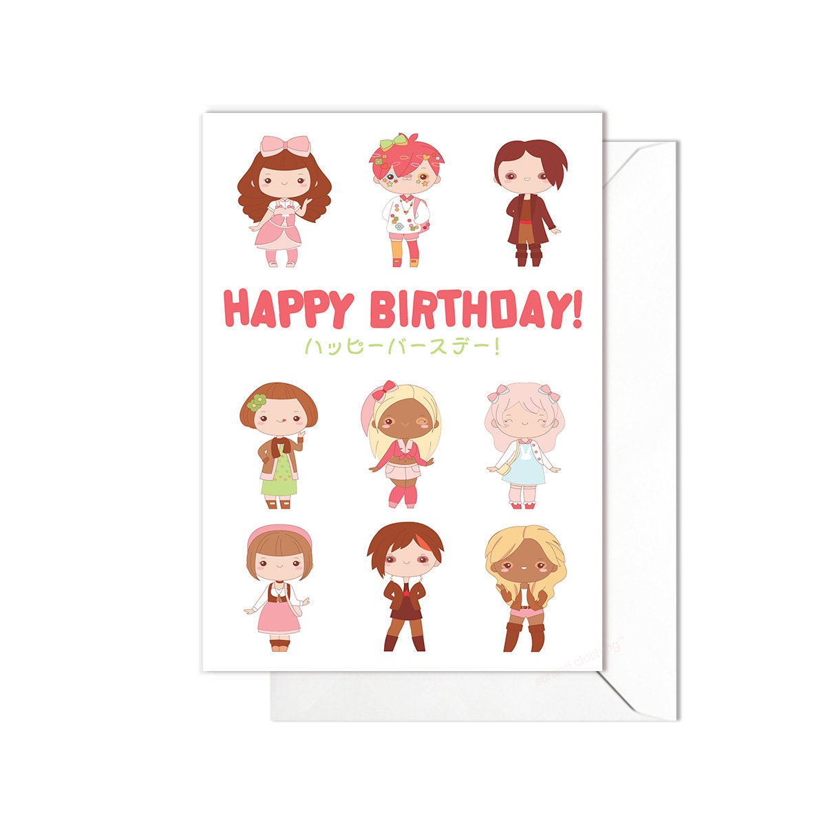 Happy Birthday Greeting Card Print Kawaii Cute Japanese Aesthetic Harajuku Fashions Gyaru Visual Kei Goth Loli Anime Manga Art Unique - H91