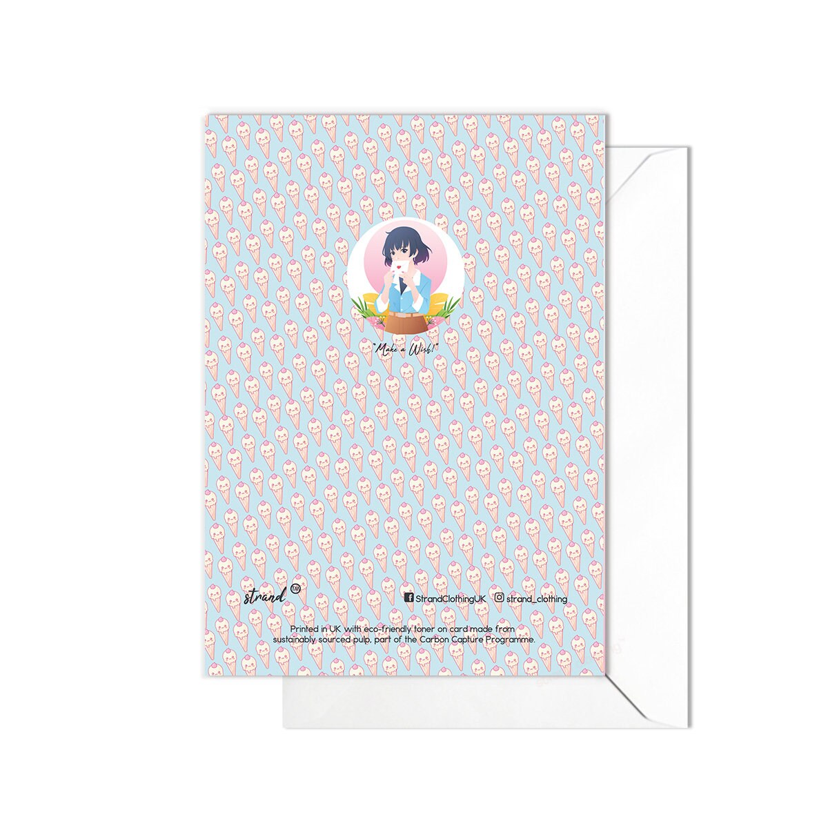 Happy Birthday Greeting Card Print Kawaii Cute Japanese Aesthetic Art Adorable Anime Manga Girl Unique Party Rainbow Pretty Pink Heart - H71