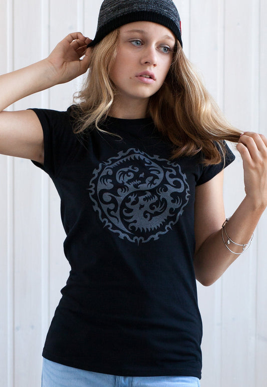 Yin Yang Dragons T Shirt Dragon Taoism Japanese Chinese Yoga Martial Arts Calligraphy Aesthetic Cute Pretty Printed Women's Girls Tee Top
