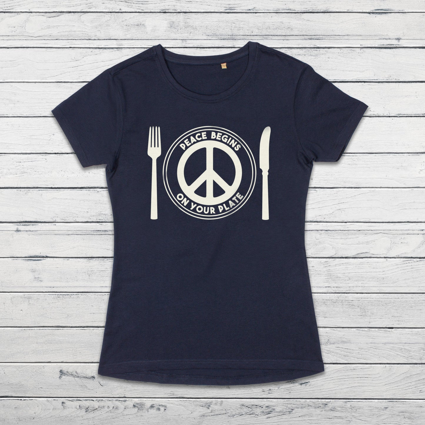 Peace Begins On Your Plate T Shirt Veggie Vegan Animal Liberation Rights Be Kind Compassion Herbivore Peace Sign Womens Girls Printed Tee