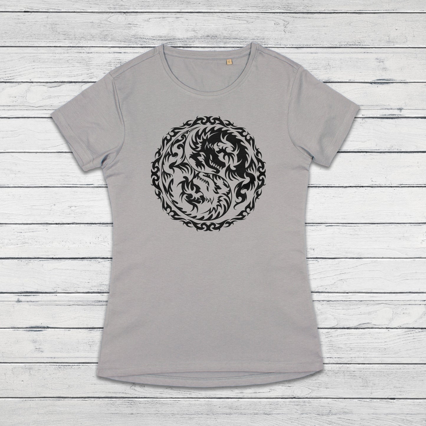 Yin Yang Dragons T Shirt Dragon Taoism Japanese Chinese Yoga Martial Arts Calligraphy Aesthetic Cute Pretty Printed Women's Girls Tee Top