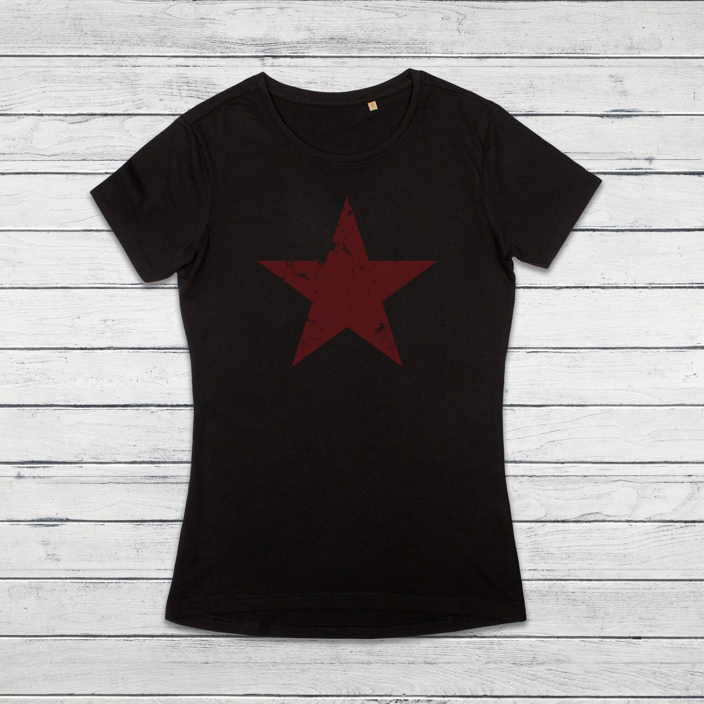 Black Red Star T Shirt Minimalist Abstract Geometric Streetwear Skater Retro Graphic Design 70s 90s Y2K Yoga Gym Girls Womens Printed Tee