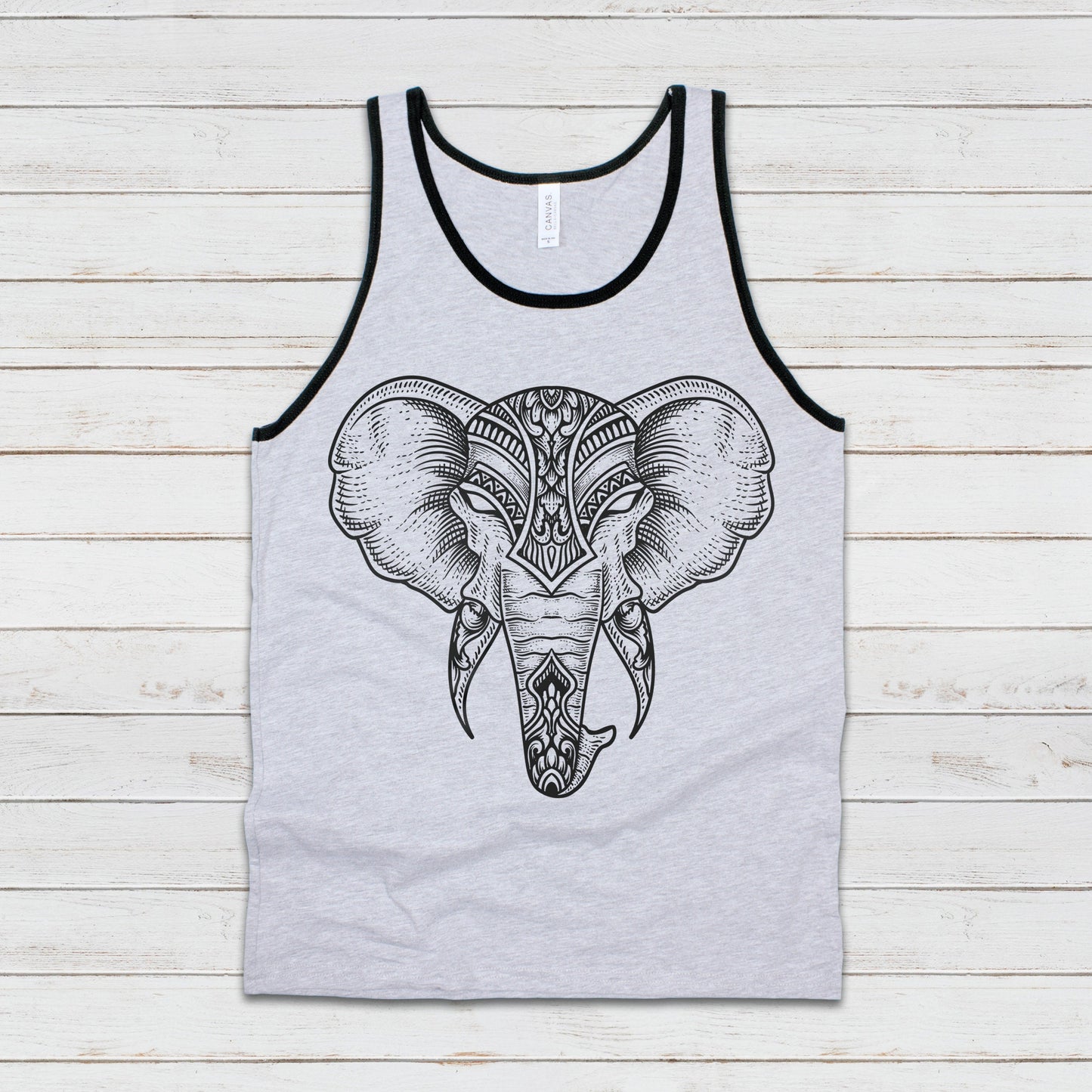 Elephant Tank Top Traditional Indian Henna Tattoo Gold Print Yoga Inspirational Mandala Lotus Hindu Animal Womens Mens Printed Vest Cami Tee
