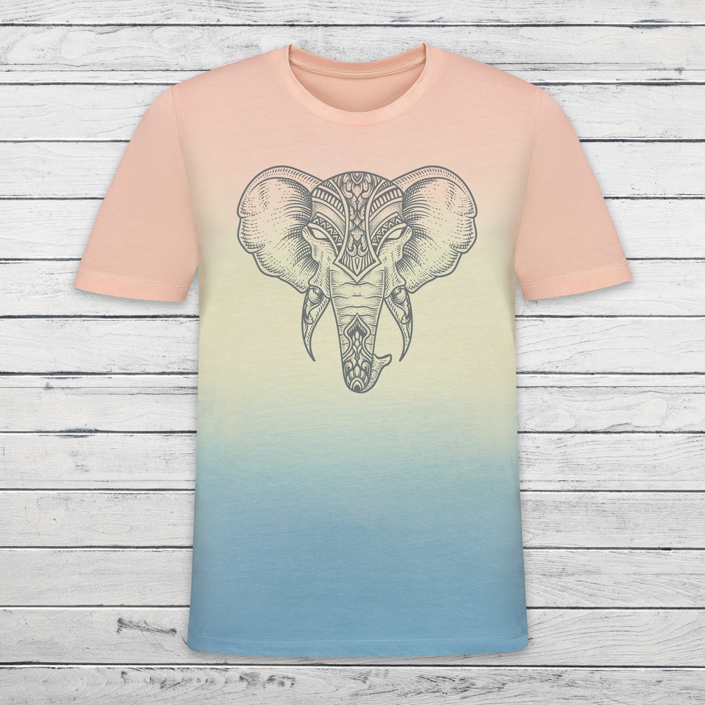 Elephant Print T Shirt Tie Dye Marble Traditional Indian Henna Tattoo Pastel Yoga Mandala Lotus Hindu Ombre Dipped Womens Mens Printed Tee