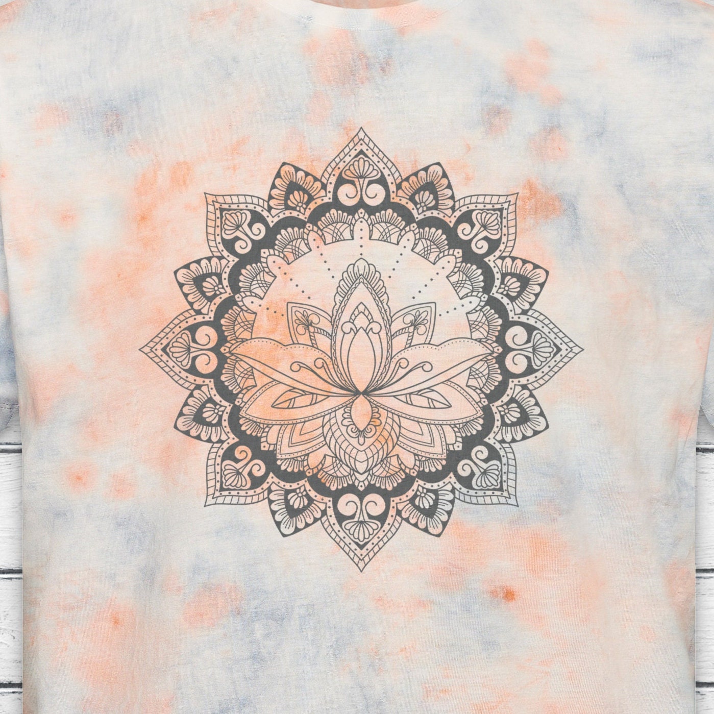 Lotus Mandala Print T Shirt Tie Dye Marble Traditional Indian Henna Tattoo Pastel Yoga Buddhism Hindu Ombre Dipped Womens Mens Printed Tee