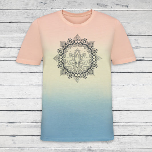 Lotus Mandala Print T Shirt Tie Dye Marble Traditional Indian Henna Tattoo Pastel Yoga Buddhism Hindu Ombre Dipped Womens Mens Printed Tee