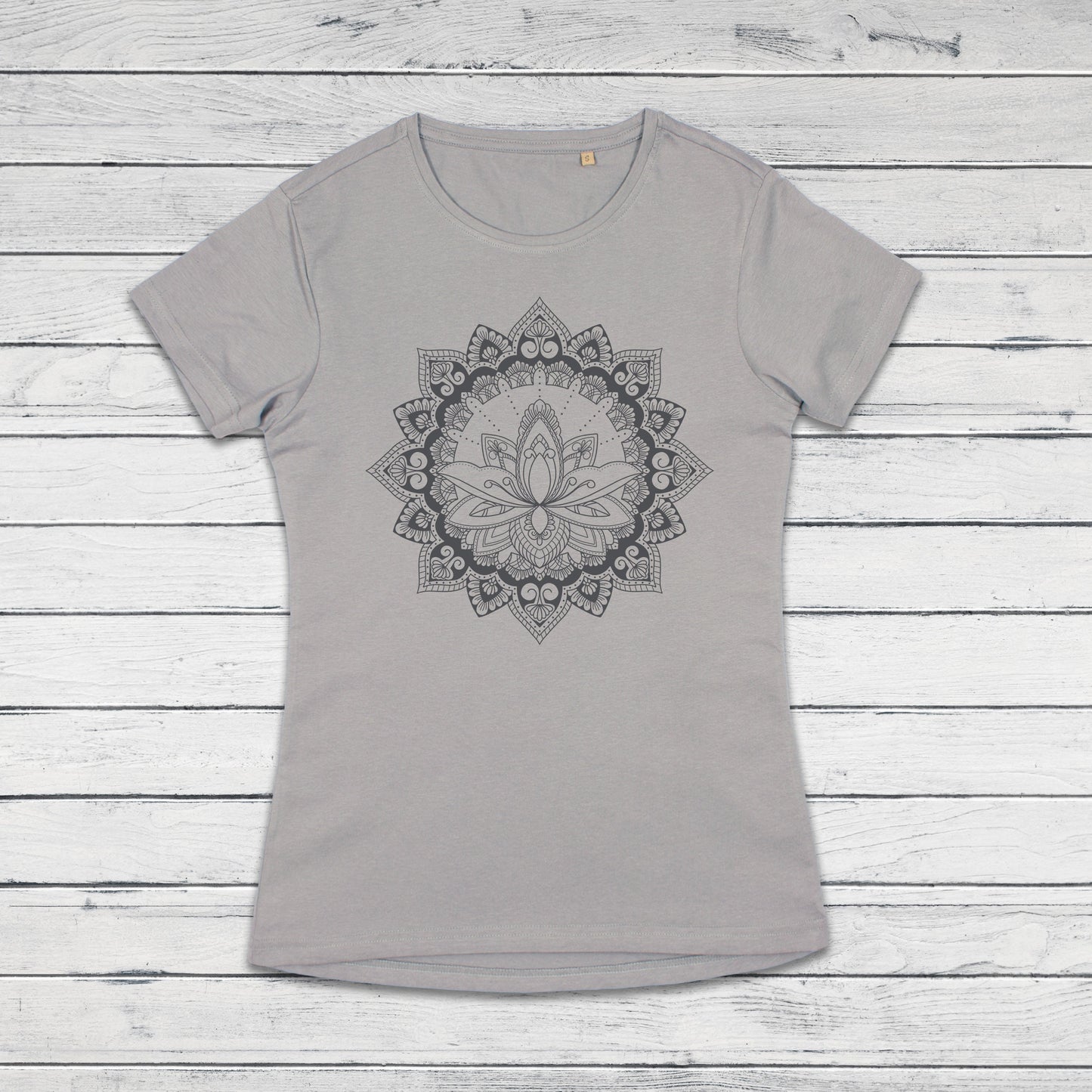 Mandala T Shirt Traditional Indian Henna Tattoo Gold Print Yoga Inspirational Lotus Buddhism Hindu Organic Cotton Womens Girls Printed Tee