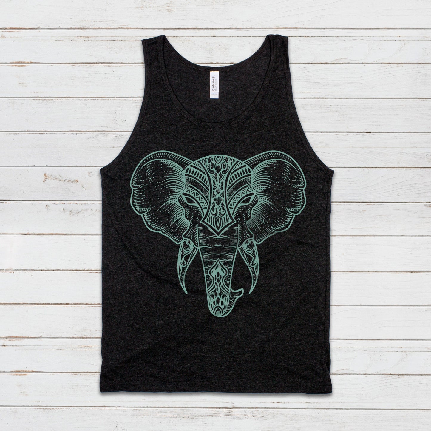 Elephant Tank Top Traditional Indian Henna Tattoo Gold Print Yoga Inspirational Mandala Lotus Hindu Animal Womens Mens Printed Vest Cami Tee