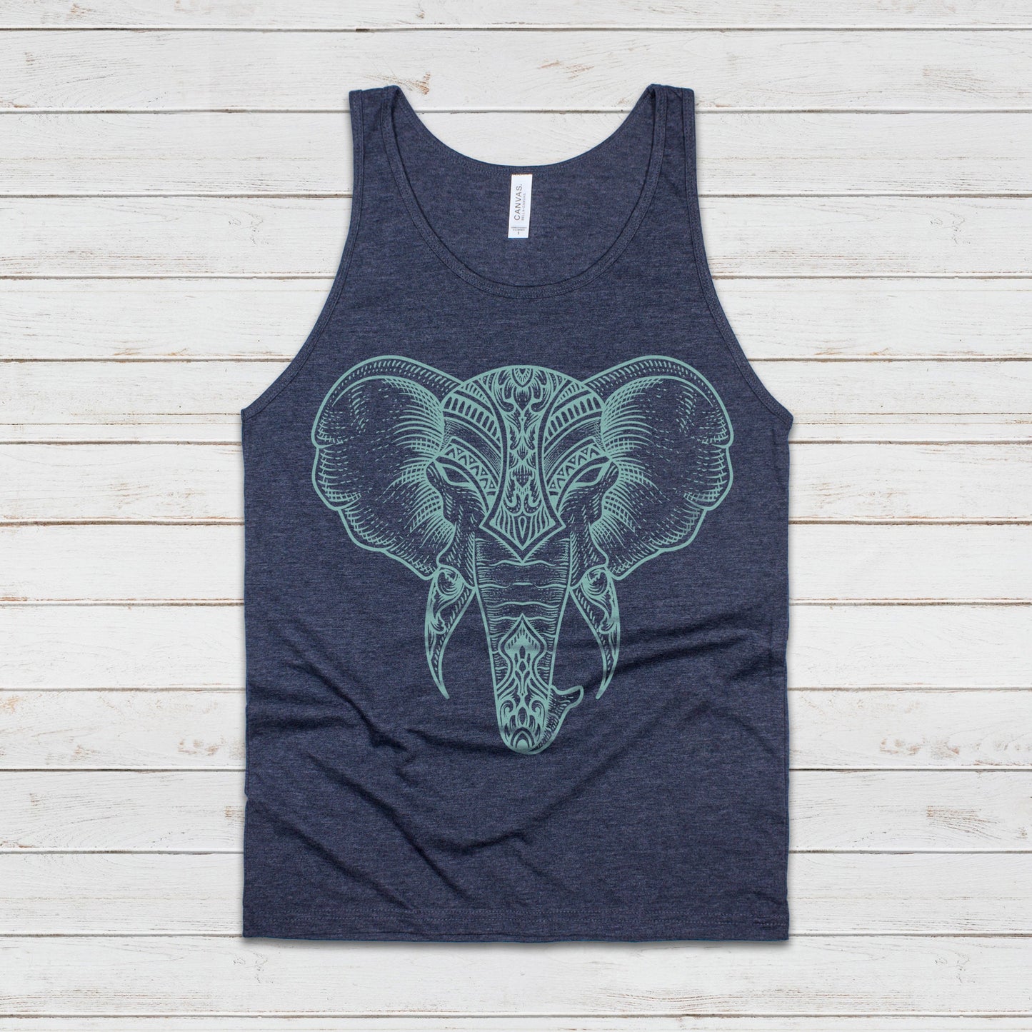 Elephant Tank Top Traditional Indian Henna Tattoo Gold Print Yoga Inspirational Mandala Lotus Hindu Animal Womens Mens Printed Vest Cami Tee
