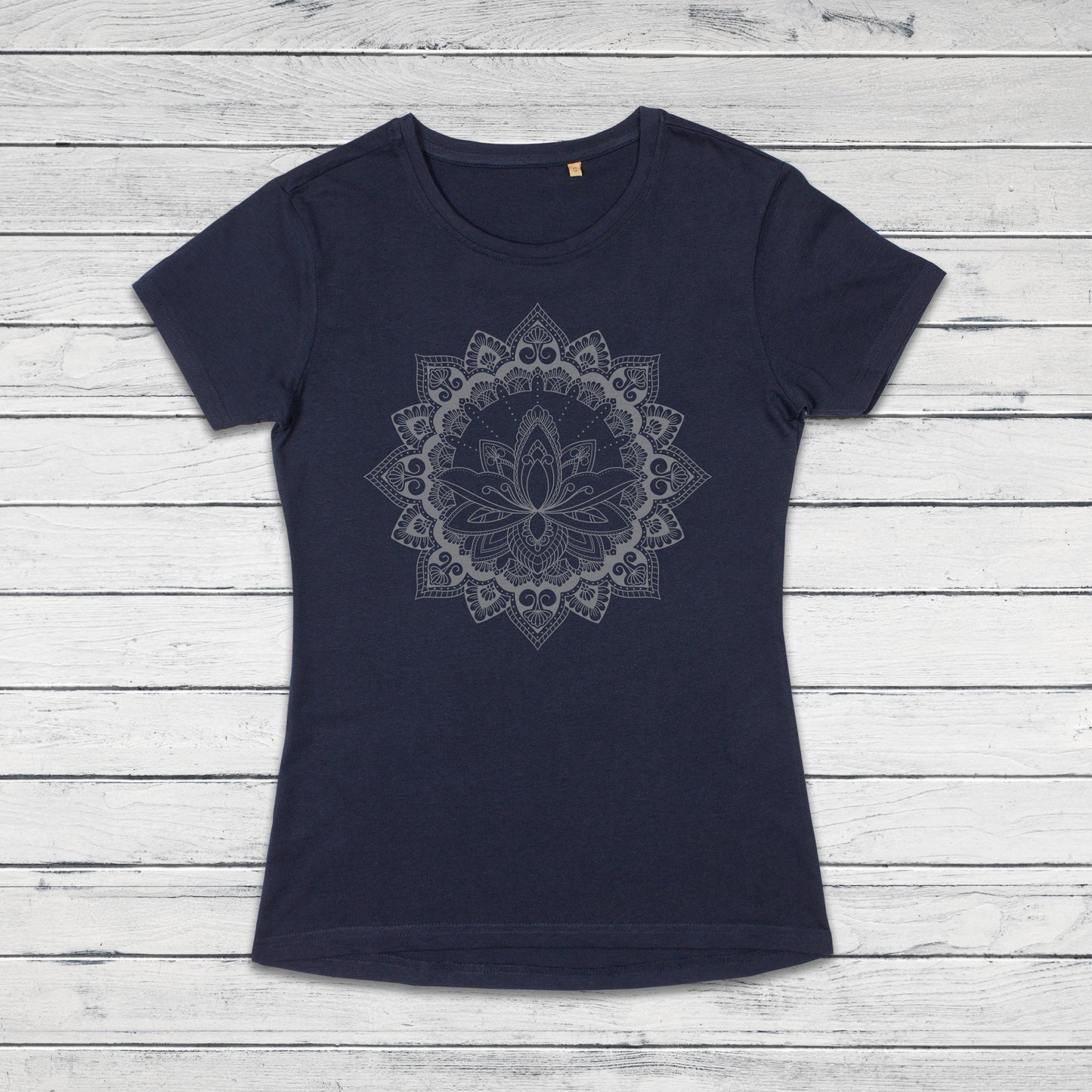 Mandala T Shirt Traditional Indian Henna Tattoo Gold Print Yoga Inspirational Lotus Buddhism Hindu Organic Cotton Womens Girls Printed Tee