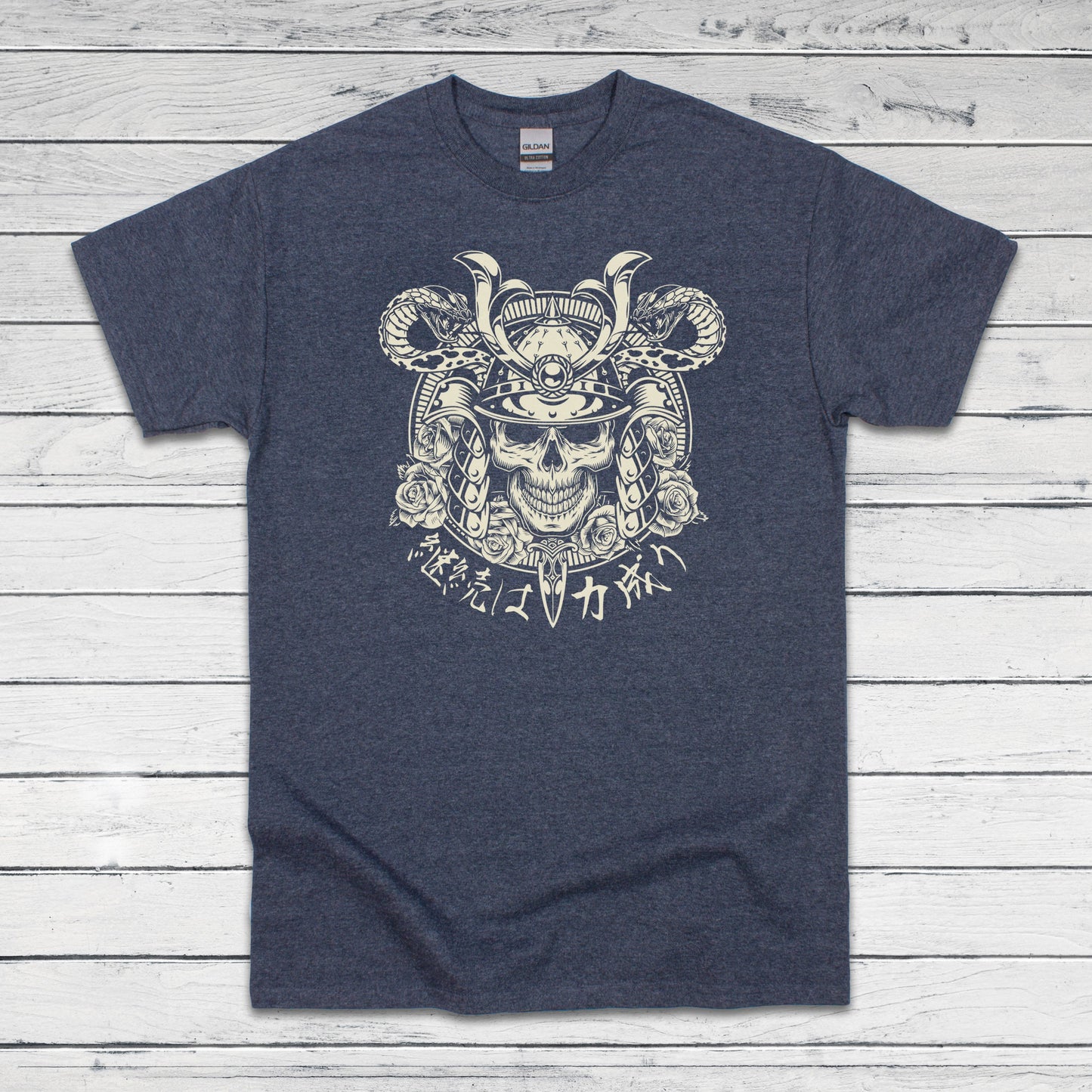 Japanese Samurai Print T Shirt Writing Bushido Onna Bugeisha Tattoo Skull Armour Yoroi Kanji Calligraphy Martial Arts Printed Mens Women Tee