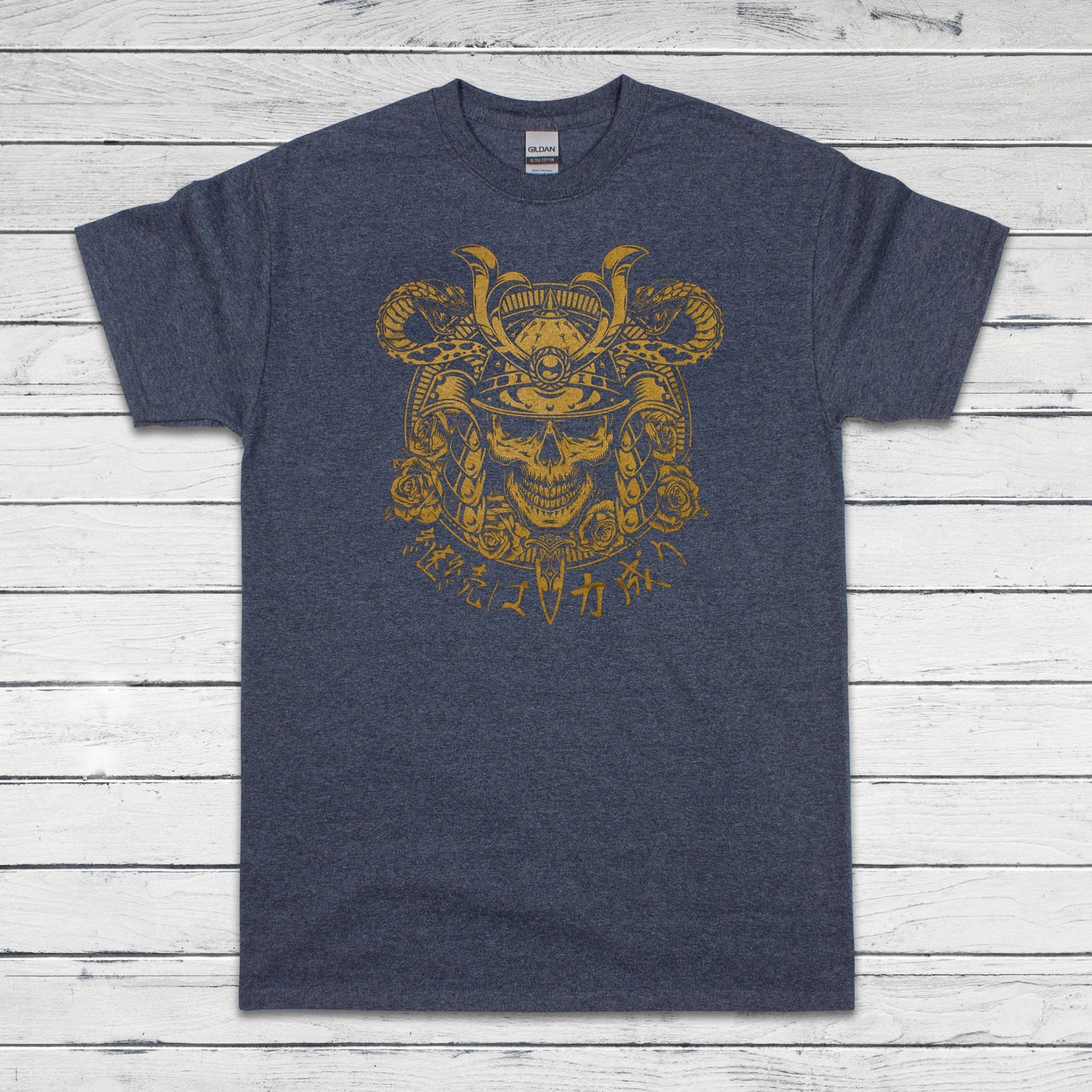 Japanese Samurai Print T Shirt Writing Bushido Onna Bugeisha Tattoo Skull Armour Yoroi Kanji Calligraphy Martial Arts Printed Mens Women Tee