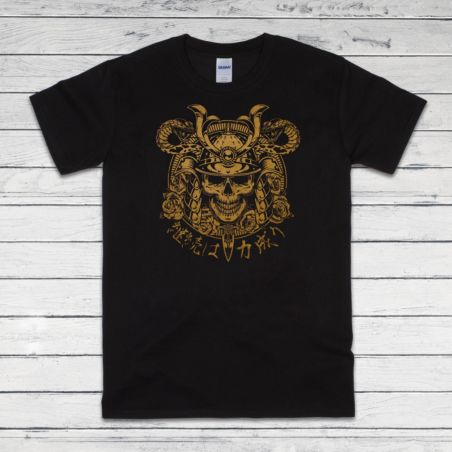 Japanese Samurai Print T Shirt Writing Bushido Onna Bugeisha Tattoo Skull Armour Yoroi Kanji Calligraphy Martial Arts Printed Mens Women Tee