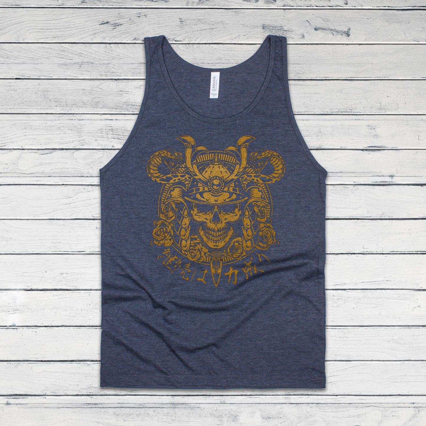 Japanese Samurai Calligraphy Tank Top Traditional Art Ukiyo-e Tattoo Skull Armour Yoroi Kanji Anime Manga Womens Men Printed Vest Cami Tee