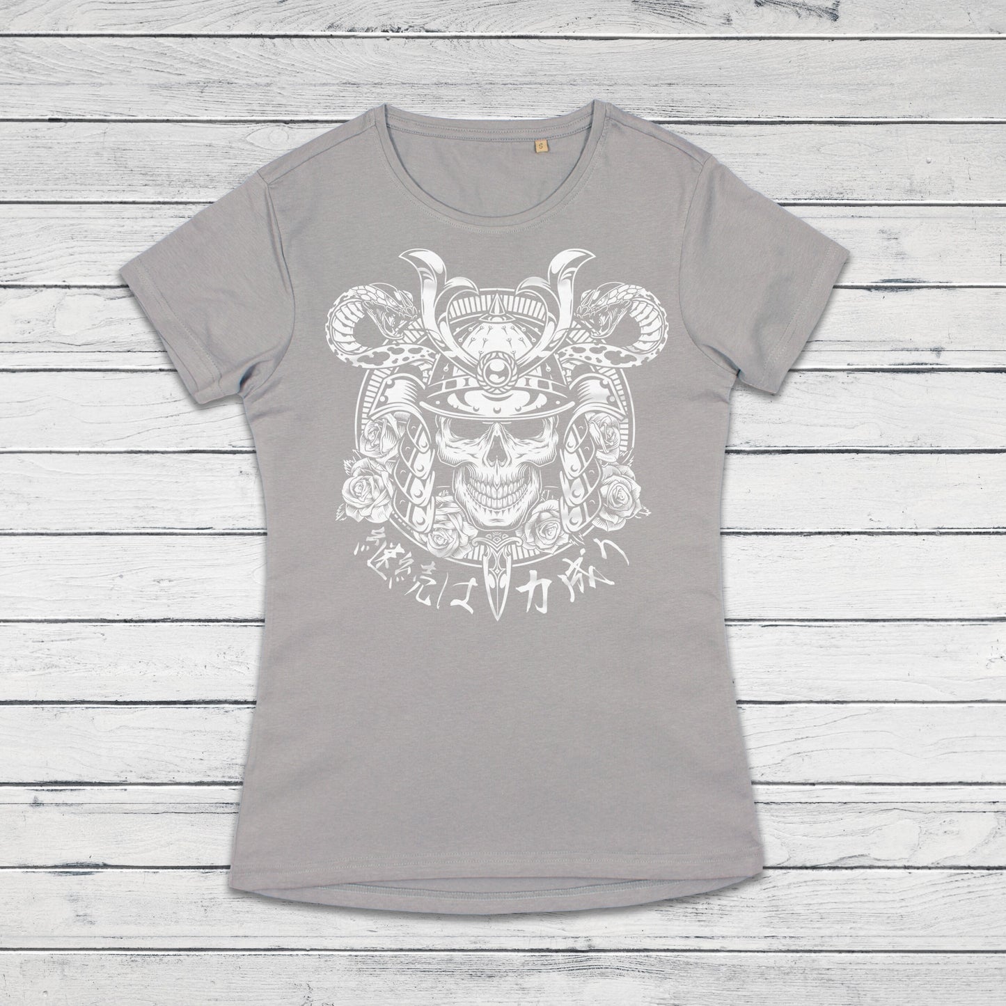 Japanese Samurai Calligraphy T Shirt Traditional Art Japan Kanji Bushido Onna Bugeisha Tattoo Skull Armour Yoroi Womens Girl Printed Tee Top