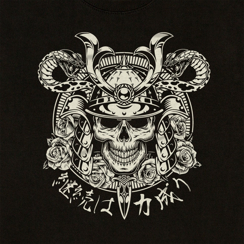 Japanese Samurai Sweatshirt Anime Manga Bushido Onna Bugeisha Tattoo Skull Armour Yoroi Kanji Calligraphy Printed Women Mens Jumper Top