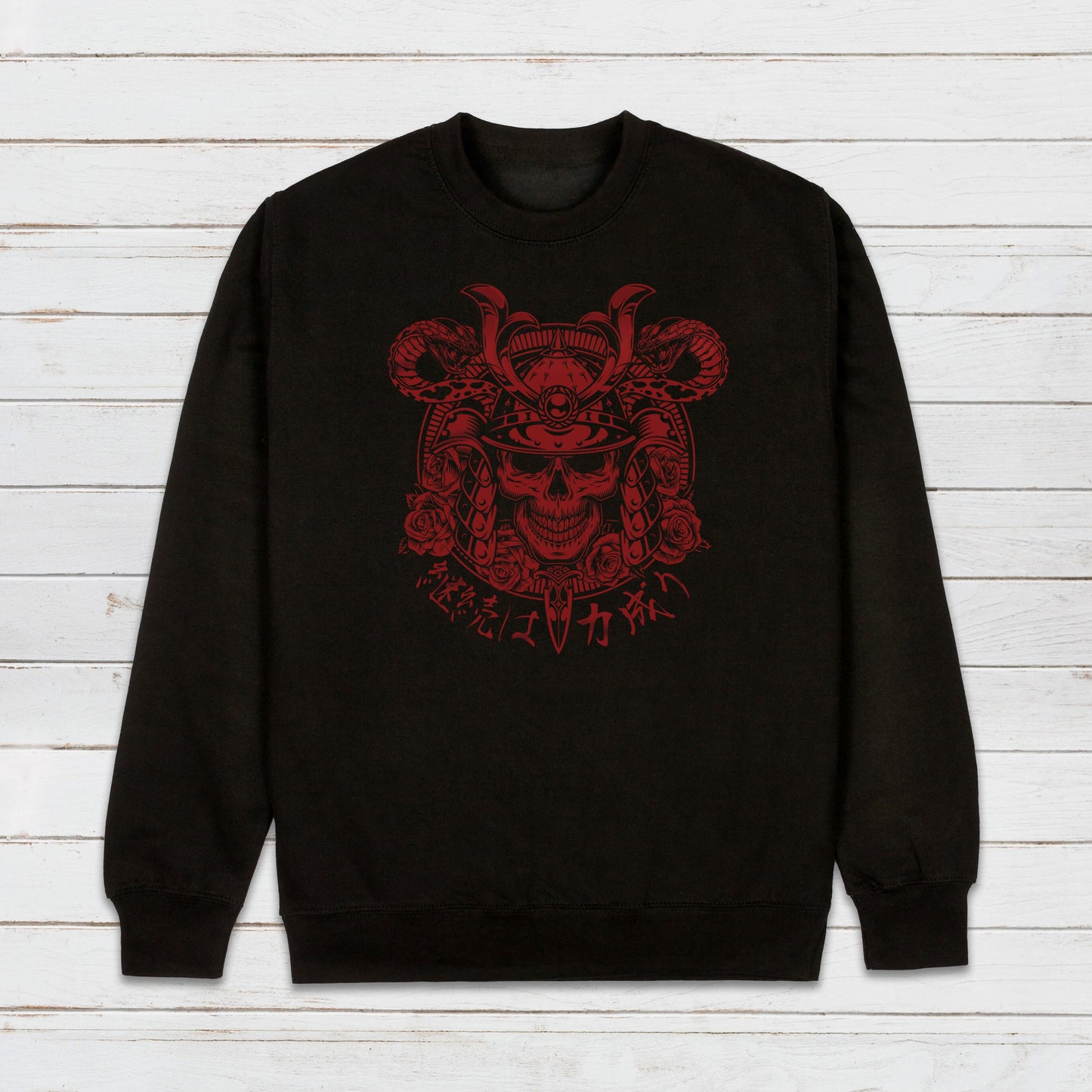 Japanese Samurai Sweatshirt Anime Manga Bushido Onna Bugeisha Tattoo Skull Armour Yoroi Kanji Calligraphy Printed Women Mens Jumper Top
