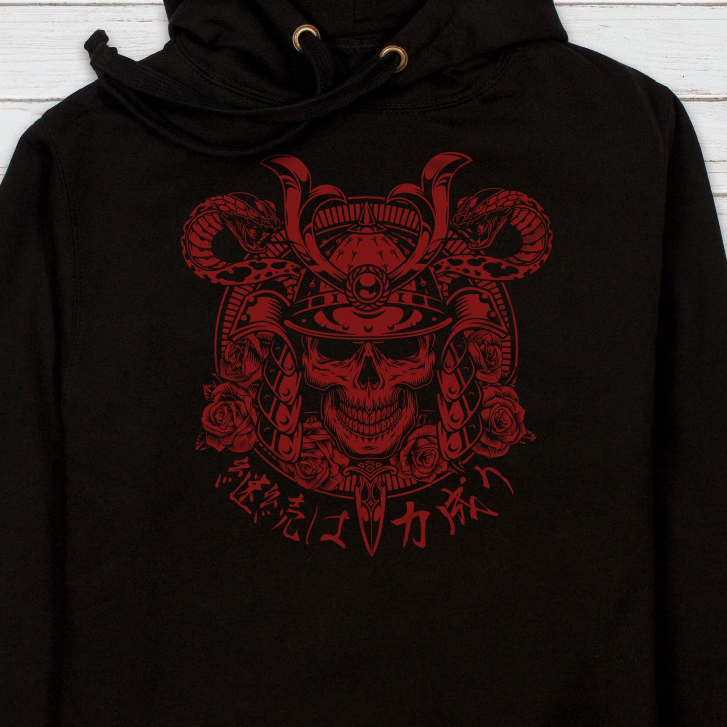 Japanese Samurai Hoodie Anime Manga Bushido Tattoo Skull Armour Yoroi Kanji Calligraphy Printed Mens Womens Sweatshirt Printed Hooded Top