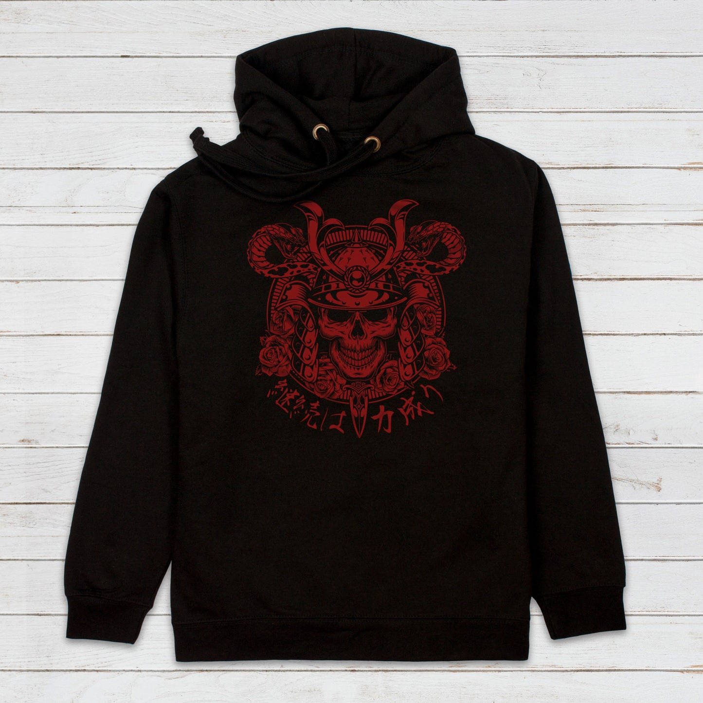 Japanese Samurai Hoodie Anime Manga Bushido Tattoo Skull Armour Yoroi Kanji Calligraphy Printed Mens Womens Sweatshirt Printed Hooded Top