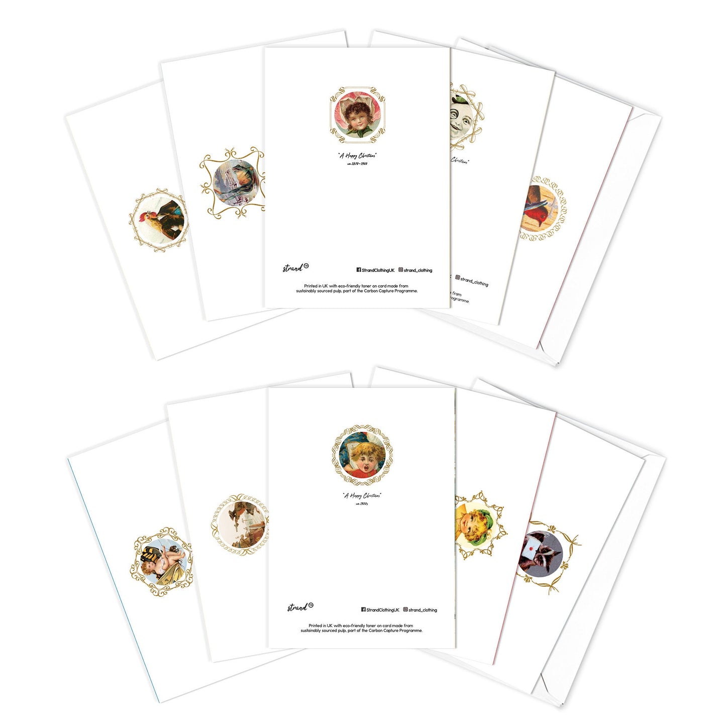 Greeting Cards Victorian Weird Christmas Card Set of 10 Xmas Tree New Year Winter English British Vintage Retro Santa Funny Creepy Quirky