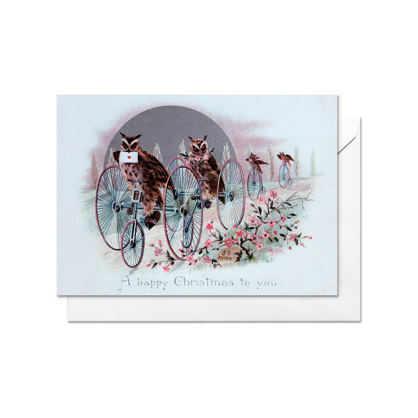 Weird Victorian Greeting Cards Christmas Card Set Xmas New Year Winter Edwardian Vintage Retro Owls Tricycle Bicycle Funny Festive Cute T98