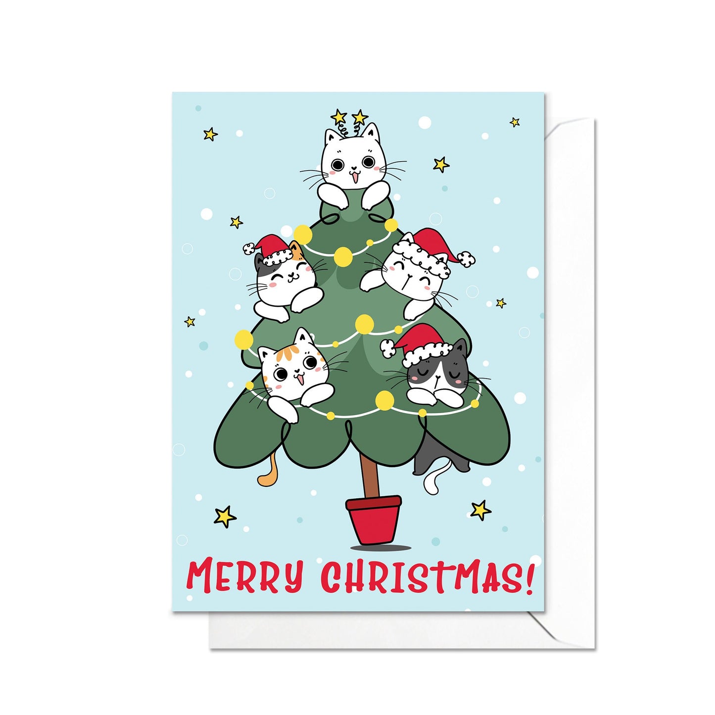 Christmas Greeting Card Kawaii Xmas Tree New Year Winter Pretty Cats Kittens Retro Santa Claus Kittens Cute Luxury Cat-Lover Gift Gifts T54