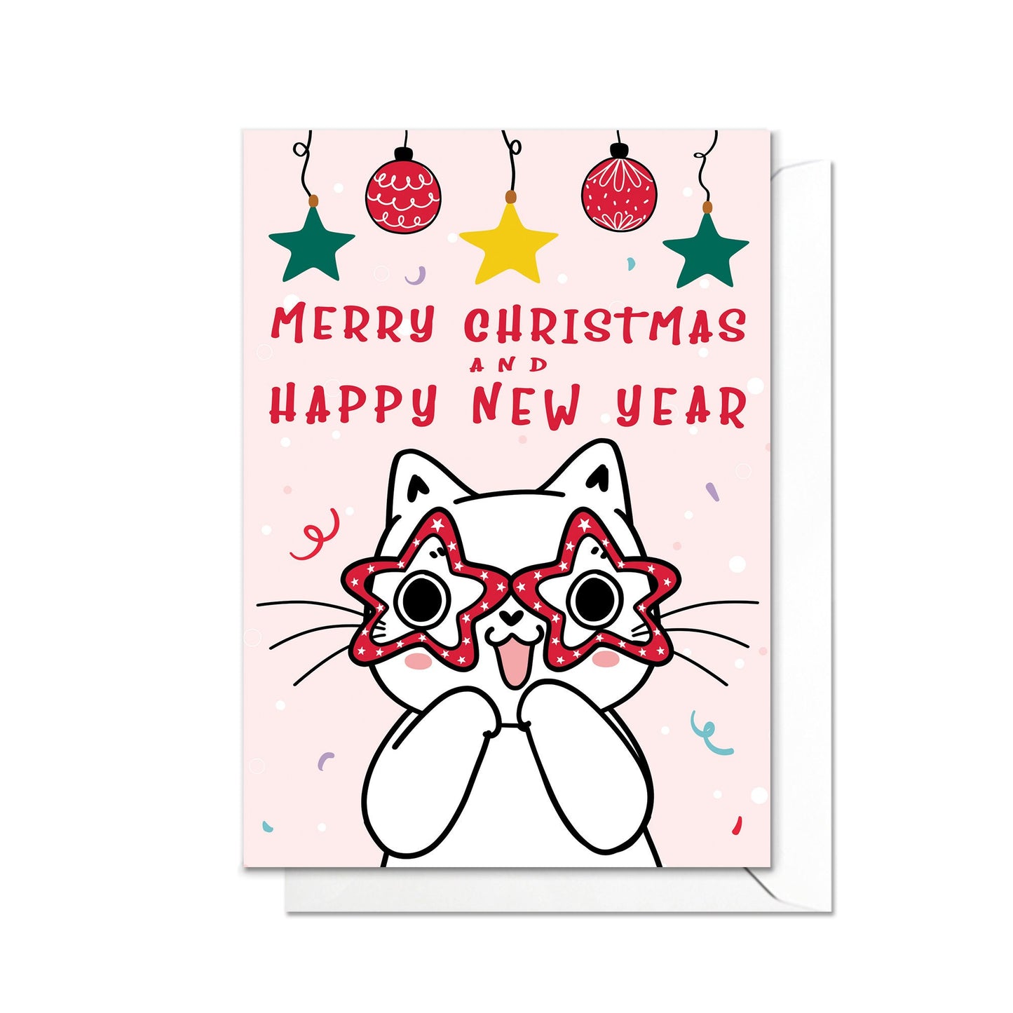 Christmas Greeting Card Kawaii Xmas Tree New Year Winter Pretty Cats Kittens Retro Santa Claus Kittens Cute Party Cat-Lover Gift Gifts - E17