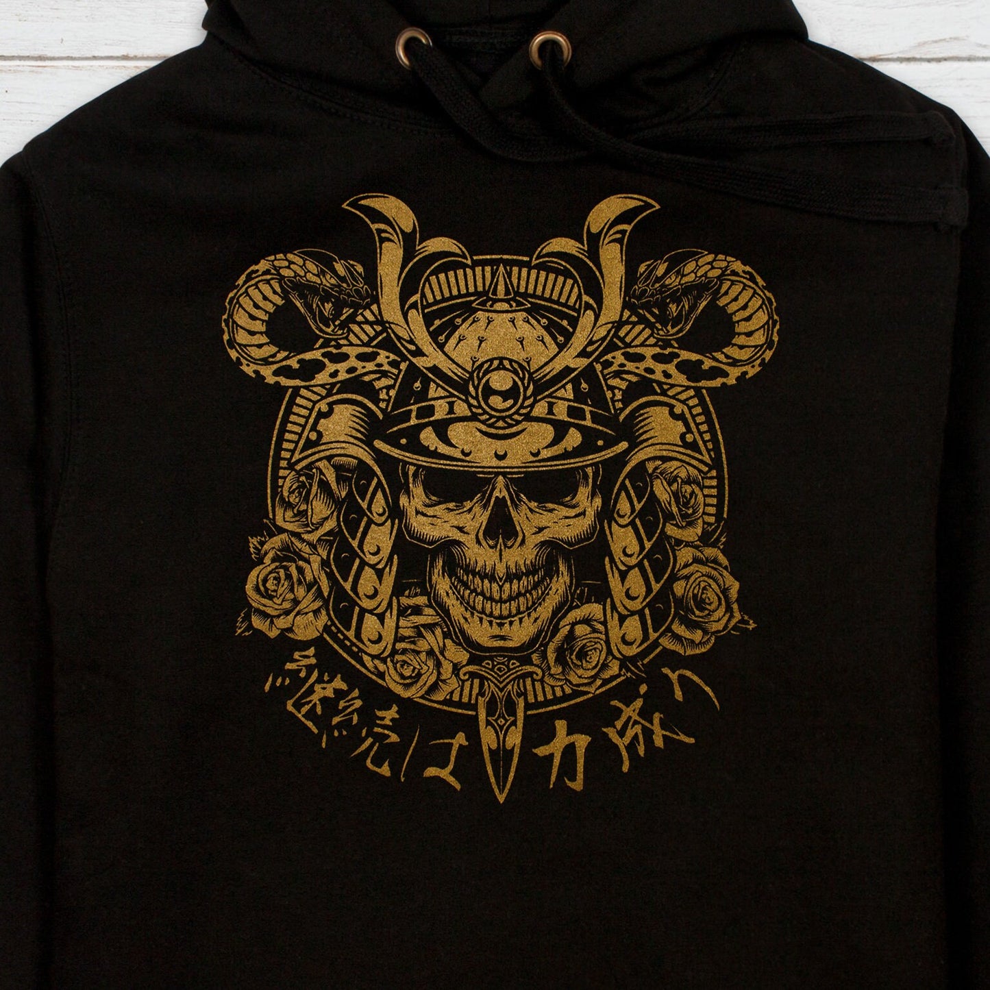 Japanese Samurai Hoodie Anime Manga Bushido Tattoo Skull Armour Yoroi Kanji Calligraphy Printed Mens Womens Sweatshirt Printed Hooded Top