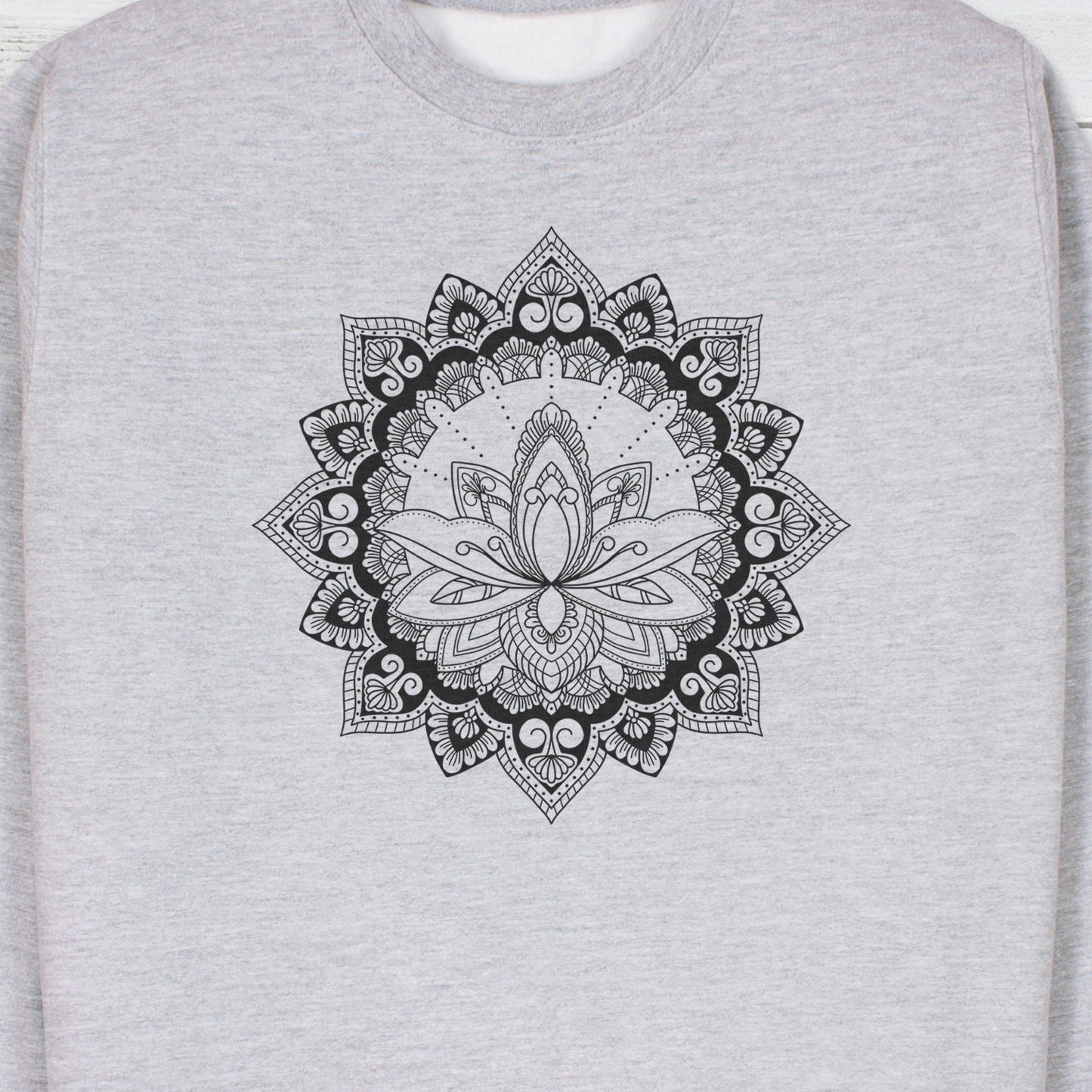 Lotus Mandala Art Sweatshirt Traditional Indian Henna Tattoo Gold Print Yoga Inspirational Buddhism Hindu Printed Womens Mens Jumper Top