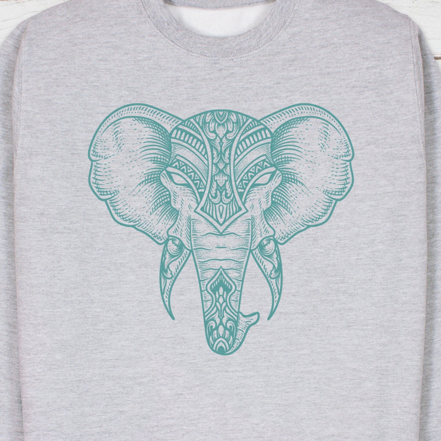Elephant Art Sweatshirt Traditional Indian Henna Tattoo Gold Print Yoga Inspirational Lotus Mandala Hindu Printed Womens Mens Jumper Top