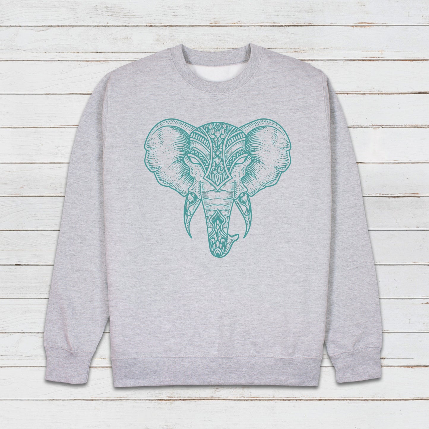 Elephant Art Sweatshirt Traditional Indian Henna Tattoo Gold Print Yoga Inspirational Lotus Mandala Hindu Printed Womens Mens Jumper Top