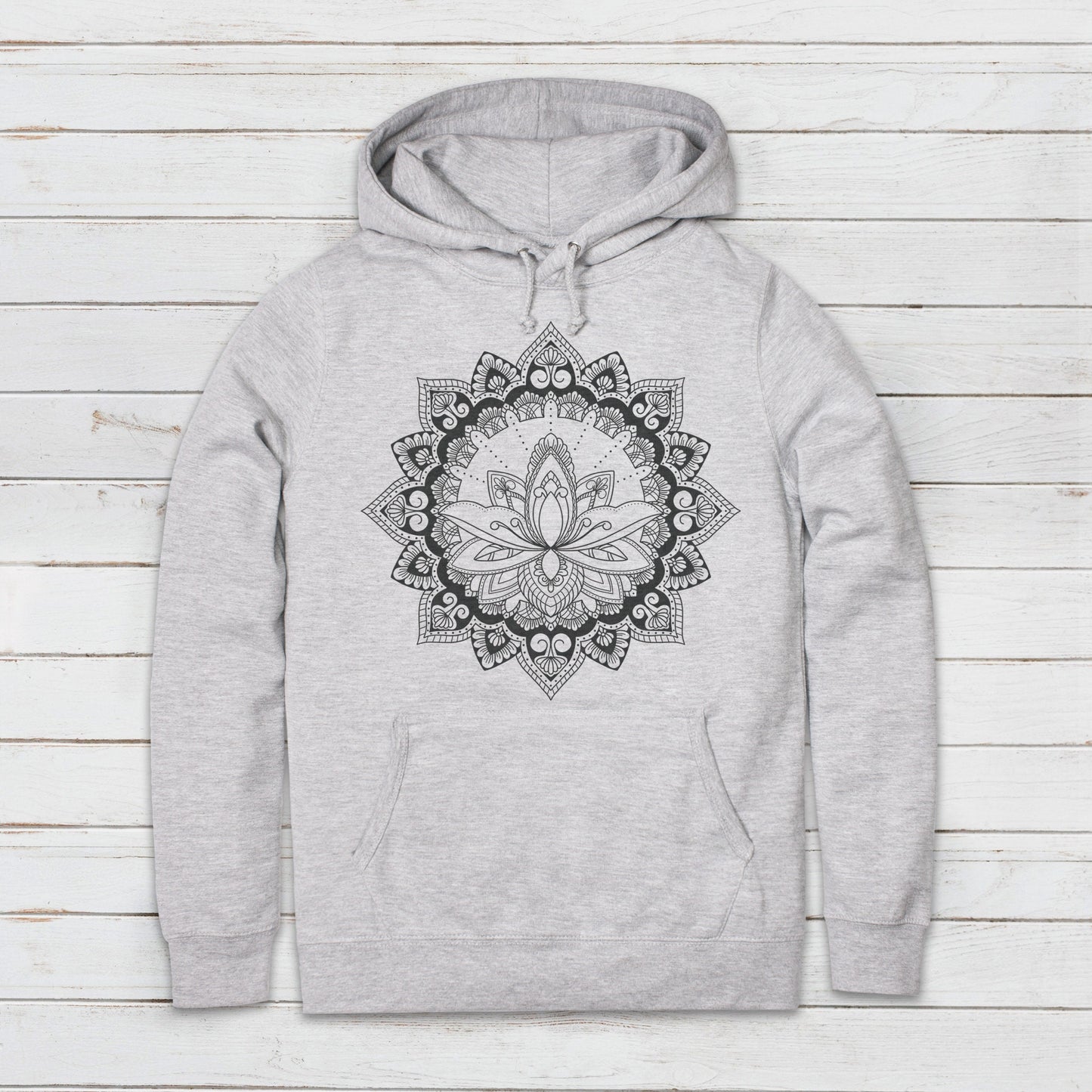 Mandala Lotus Hoodie Indian Henna Tattoo Meditation Hindu Hinduism Design Chakra Tai Chi Yoga Gift Girls Womens Printed Hooded Top Jumper