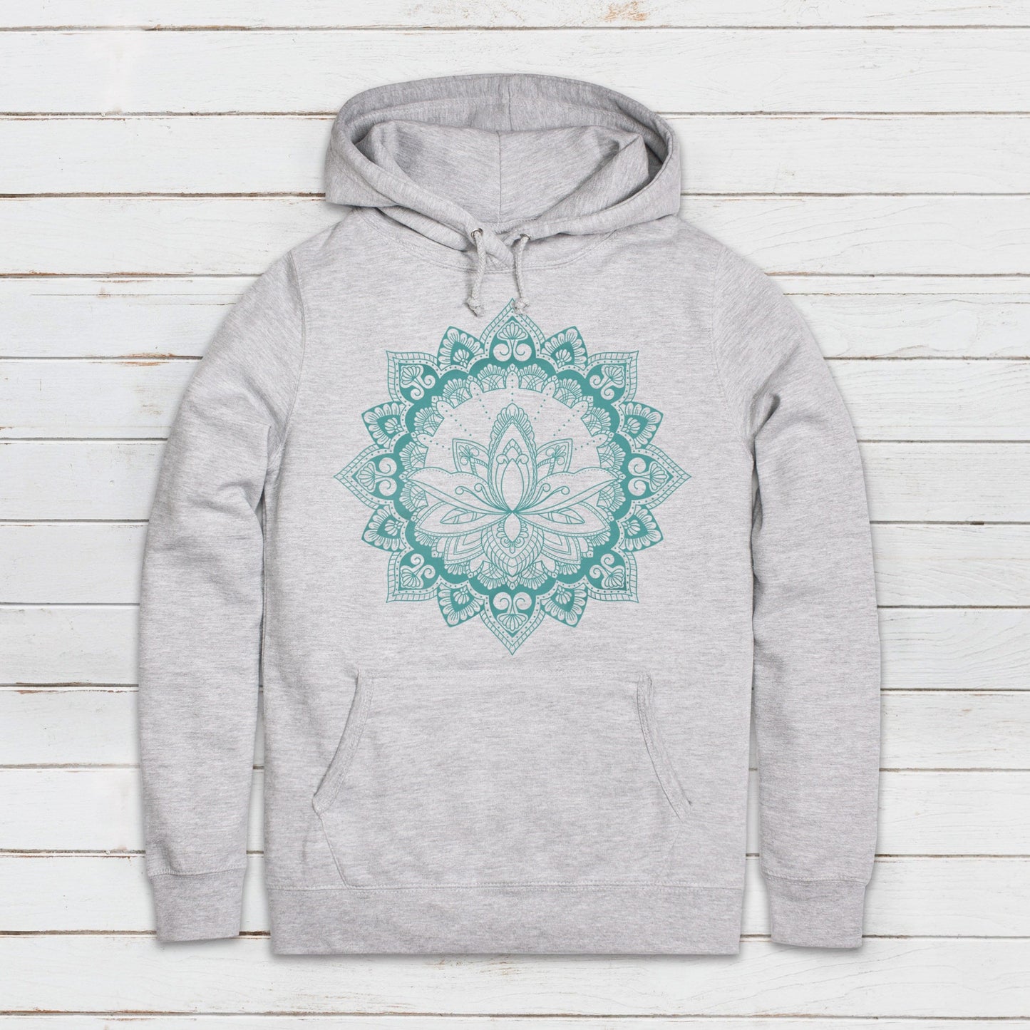 Mandala Lotus Hoodie Indian Henna Tattoo Meditation Hindu Hinduism Design Chakra Tai Chi Yoga Gift Girls Womens Printed Hooded Top Jumper