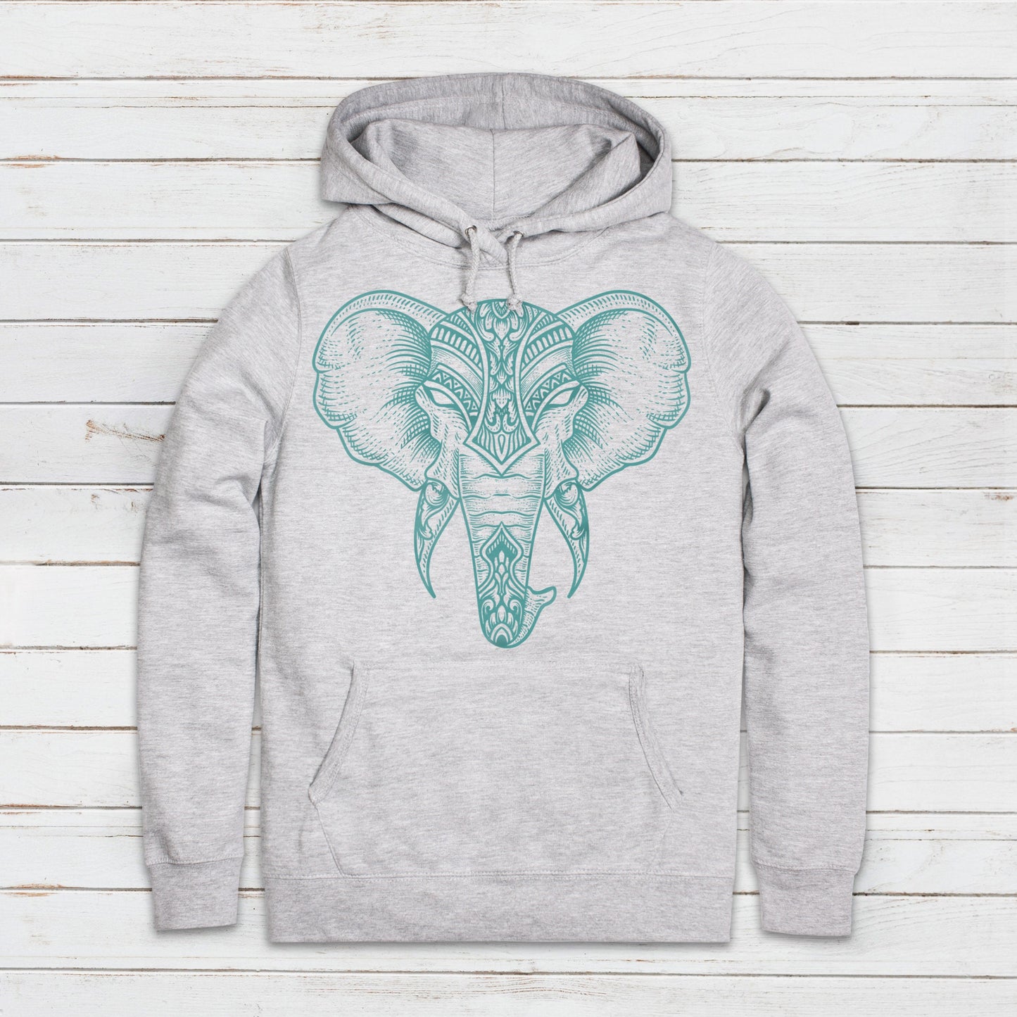 Elephant Hoodie Indian Henna Tattoo Mandala Ganesha Hindu Hinduism Design Chakra Tai Chi Yoga Gift Girls Womens Printed Hooded Top Jumper