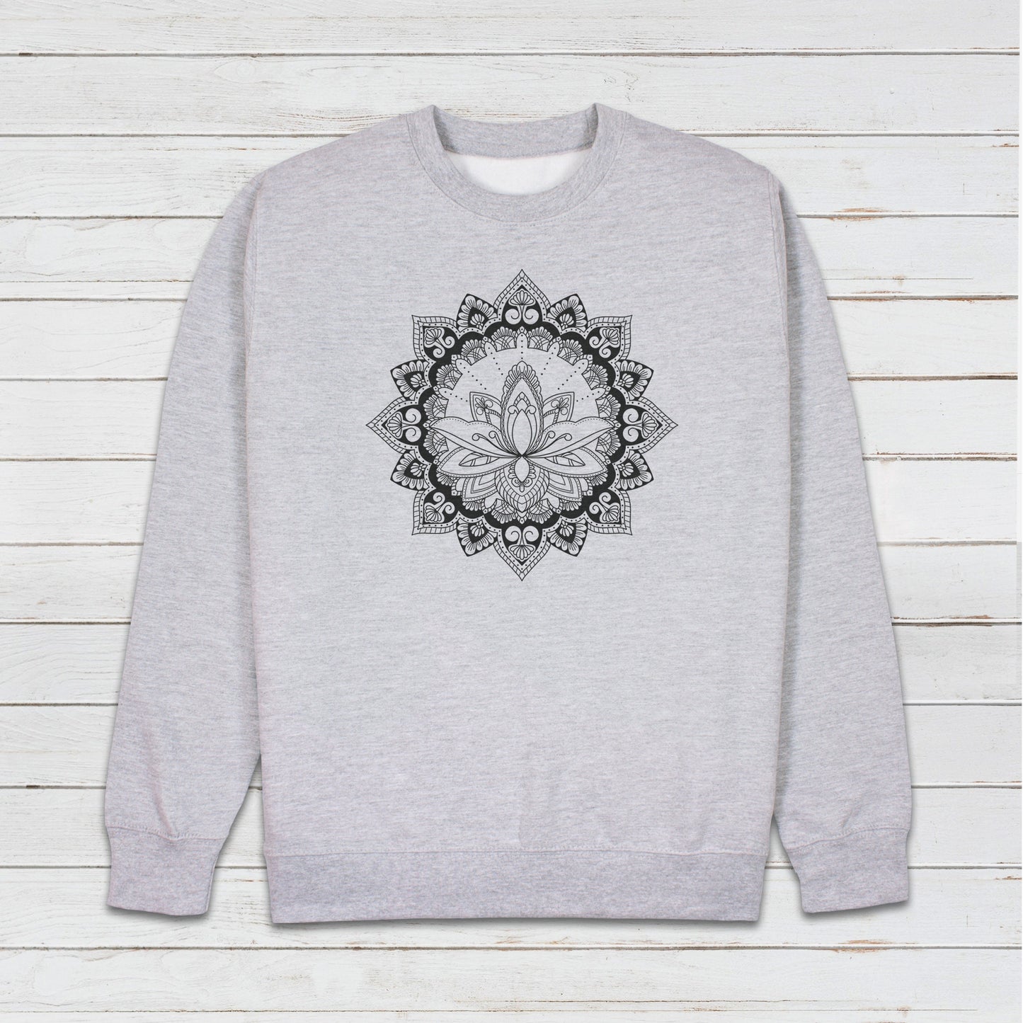 Lotus Mandala Art Sweatshirt Traditional Indian Henna Tattoo Gold Print Yoga Inspirational Buddhism Hindu Printed Womens Mens Jumper Top