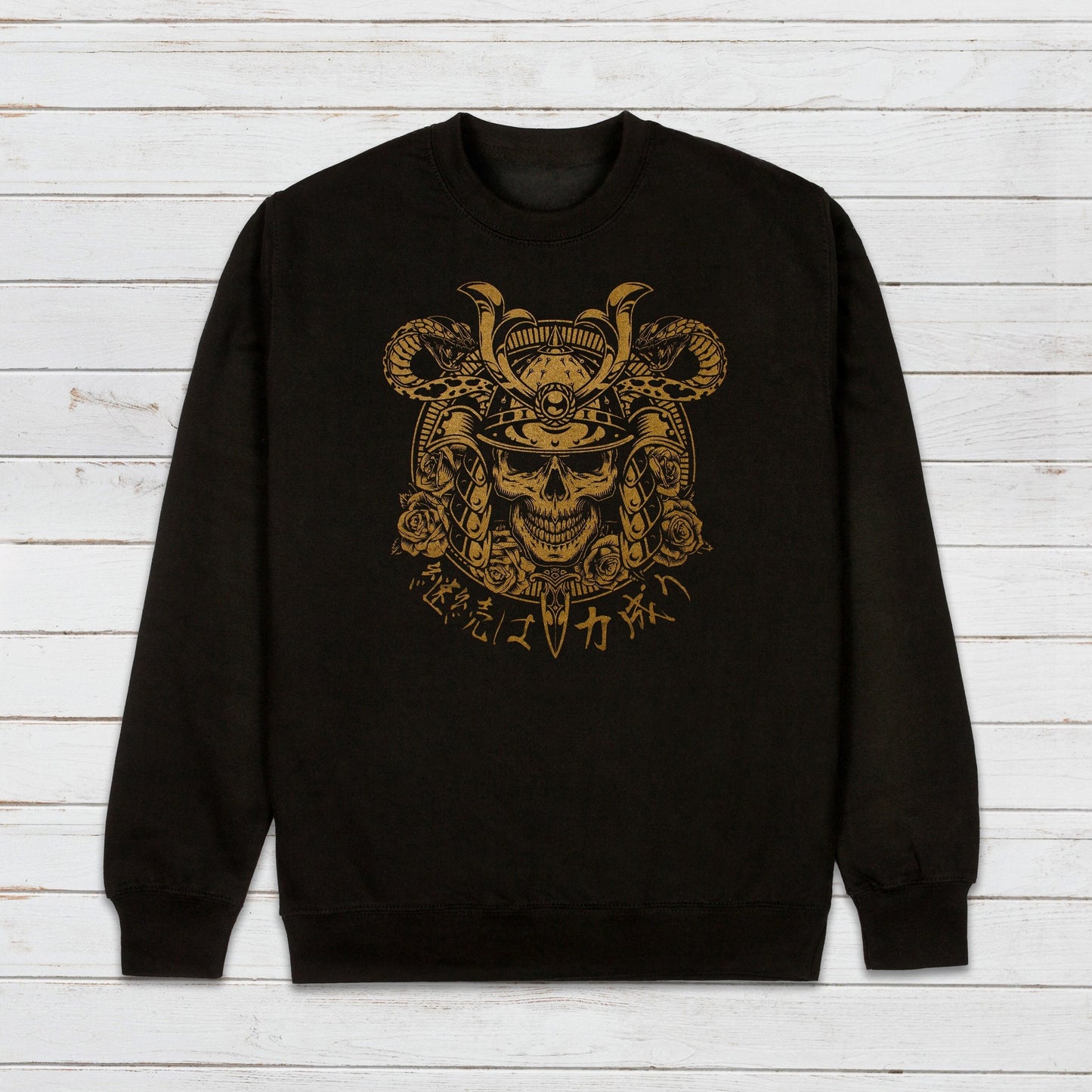 Japanese Samurai Sweatshirt Anime Manga Bushido Onna Bugeisha Tattoo Skull Armour Yoroi Kanji Calligraphy Printed Women Mens Jumper Top
