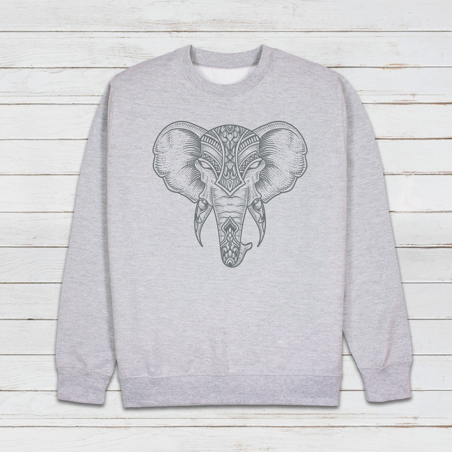 Elephant Art Sweatshirt Traditional Indian Henna Tattoo Gold Print Yoga Inspirational Lotus Mandala Hindu Printed Womens Mens Jumper Top