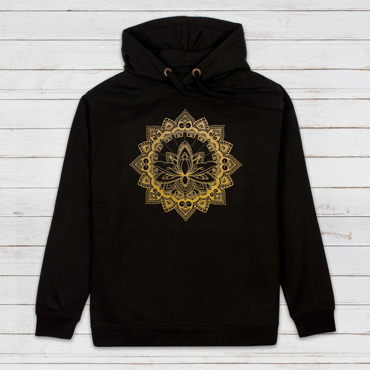 Mandala Lotus Hoodie Indian Henna Tattoo Meditation Hindu Hinduism Design Chakra Art Printed Mens Womens Sweatshirt Gold Printed Hooded Top