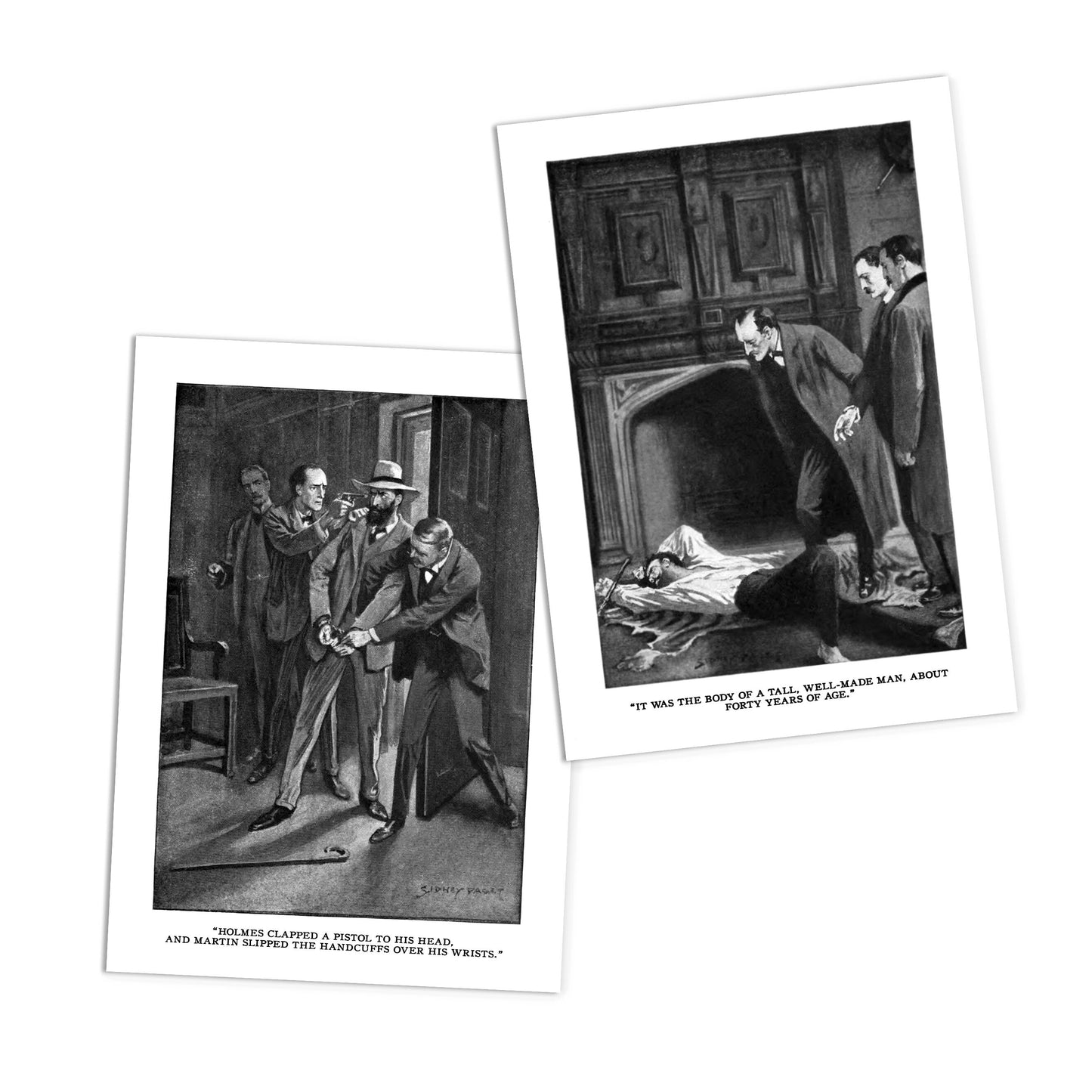 Sherlock Holmes Illustrations Art Postcards Set of 10 Postcard Prints Pack Set Sidney Paget Watson Conan Doyle Drawing Victorian Cards