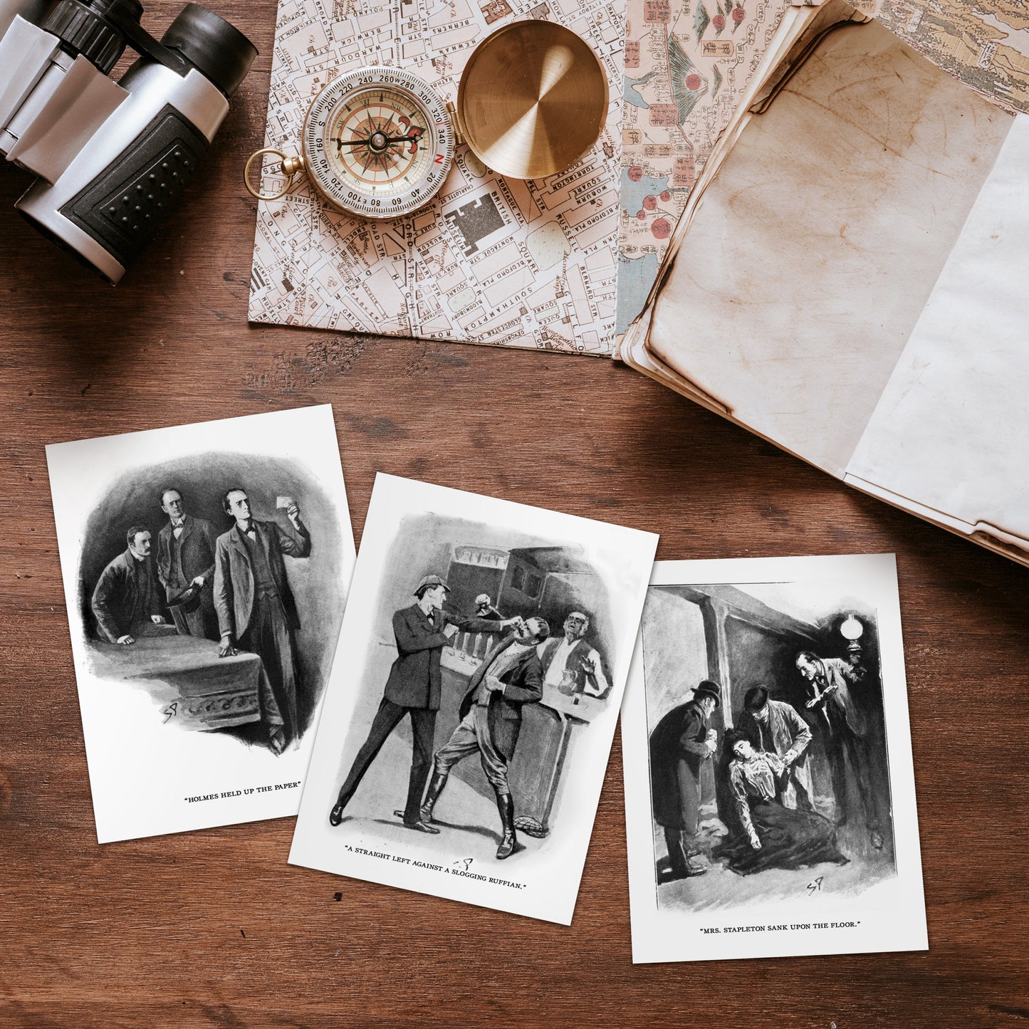 Sherlock Holmes Illustrations Art Postcards Set of 10 Postcard Prints Pack Set Sidney Paget Watson Conan Doyle Drawing Victorian Cards