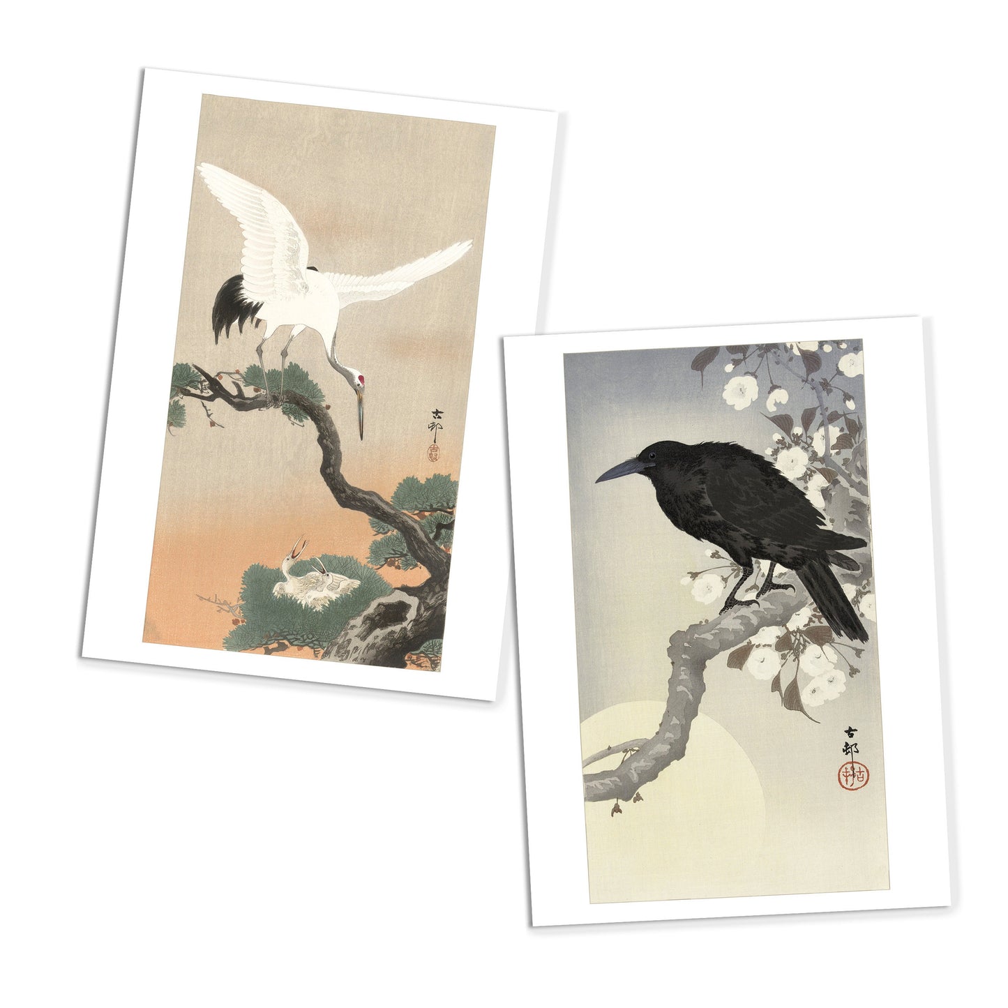 Japanese Ukiyo-e Art Postcards Set of 10 - Postcard Prints Pack Woodblock Art Print Aesthetic Ohara Koson Shoson Flowers Hawk Fox Cards Gift