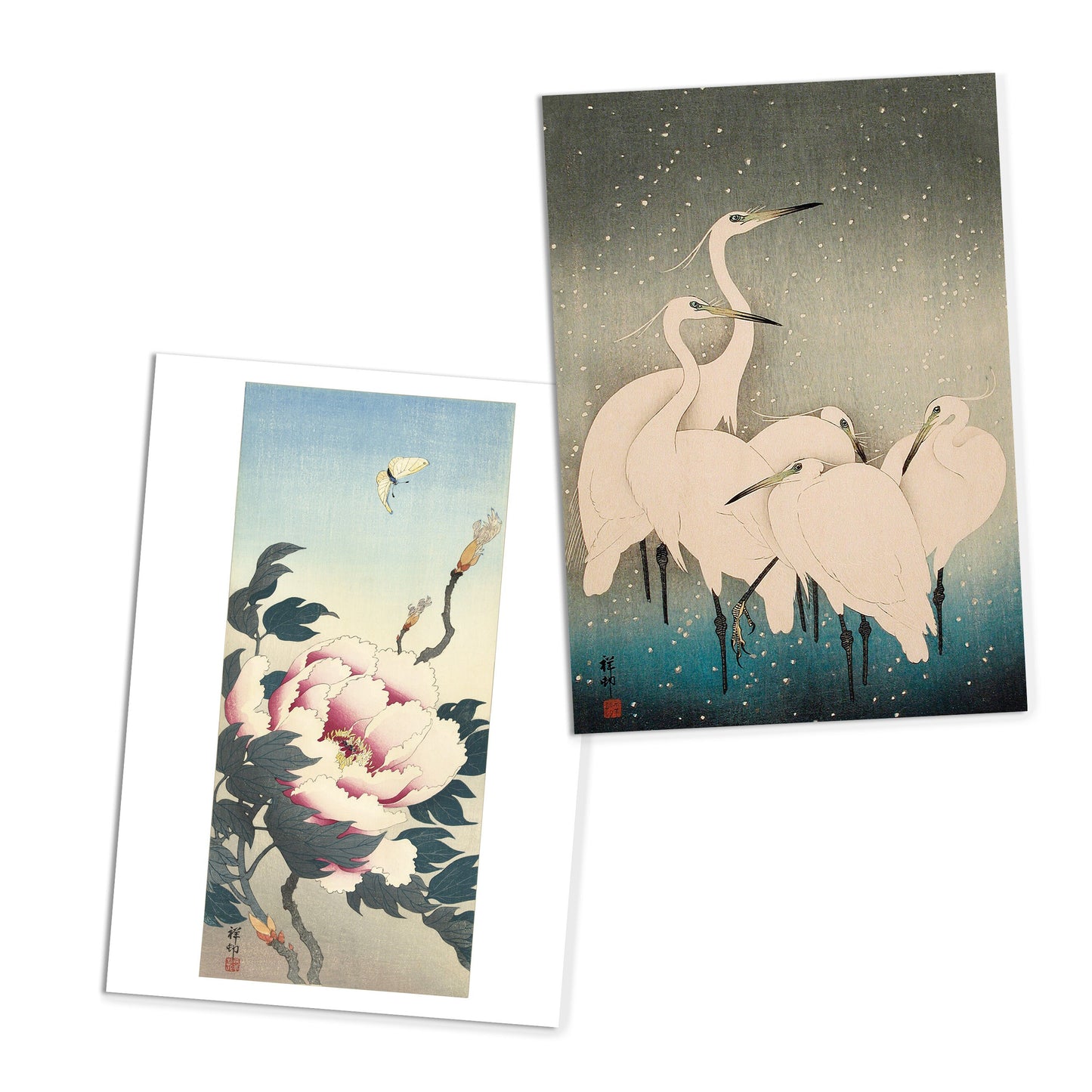 Japanese Ukiyo-e Art Postcards Set of 10 - Postcard Prints Pack Woodblock Art Print Aesthetic Ohara Koson Shoson Flowers Hawk Fox Cards Gift