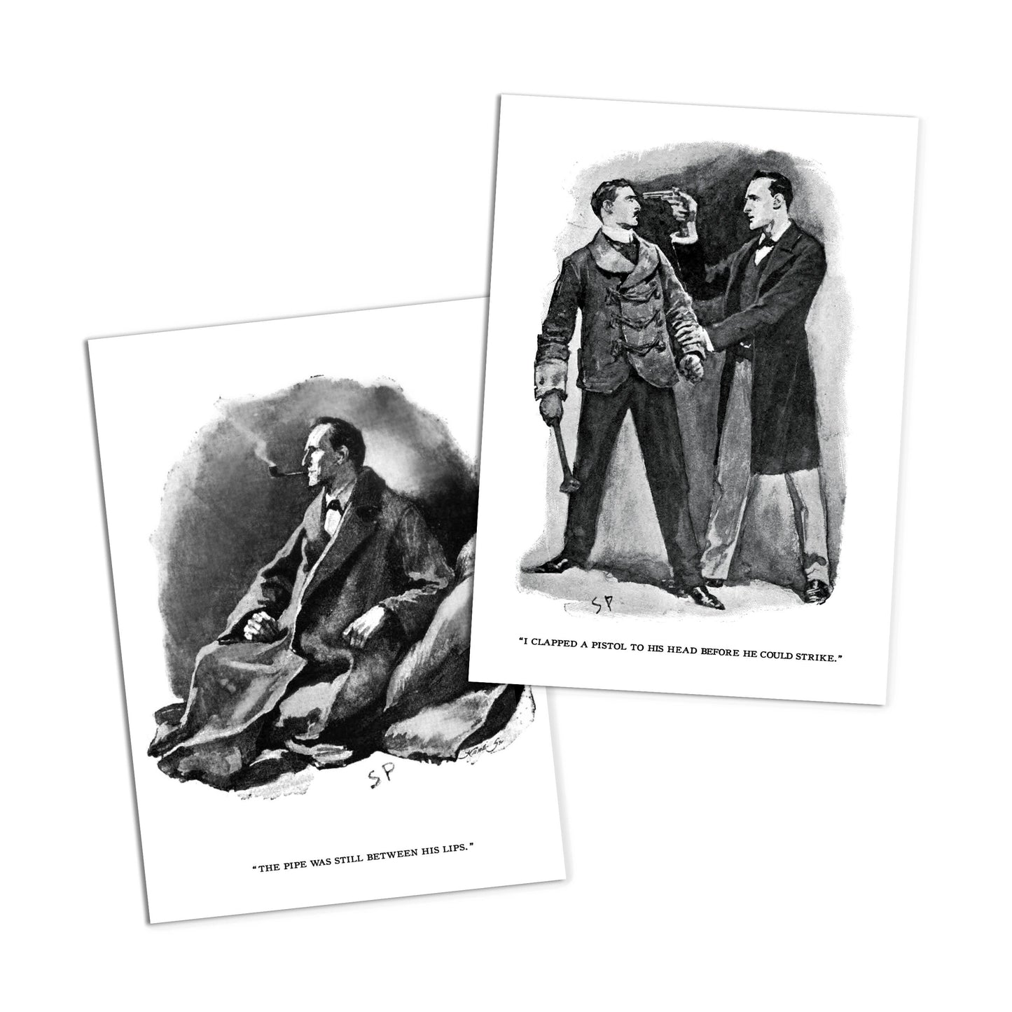 Sherlock Holmes Illustrations Art Postcards Set of 10 Postcard Prints Pack Sidney Paget Conan Doyle Strand Magazine Drawing Victorian Cards